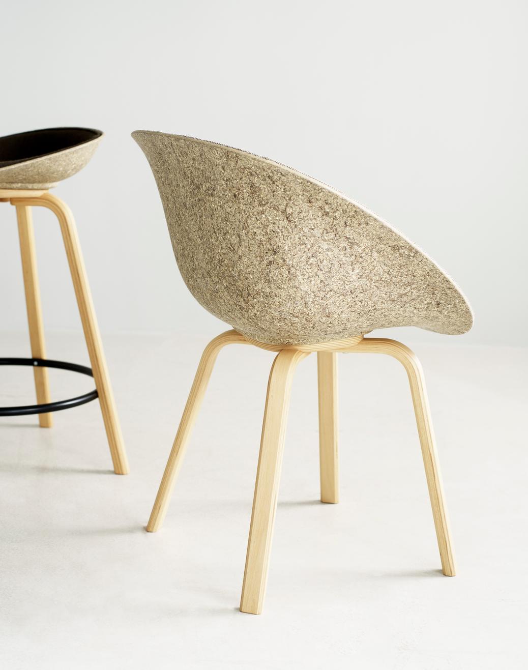 Mat chair Armchair green with beech plywood