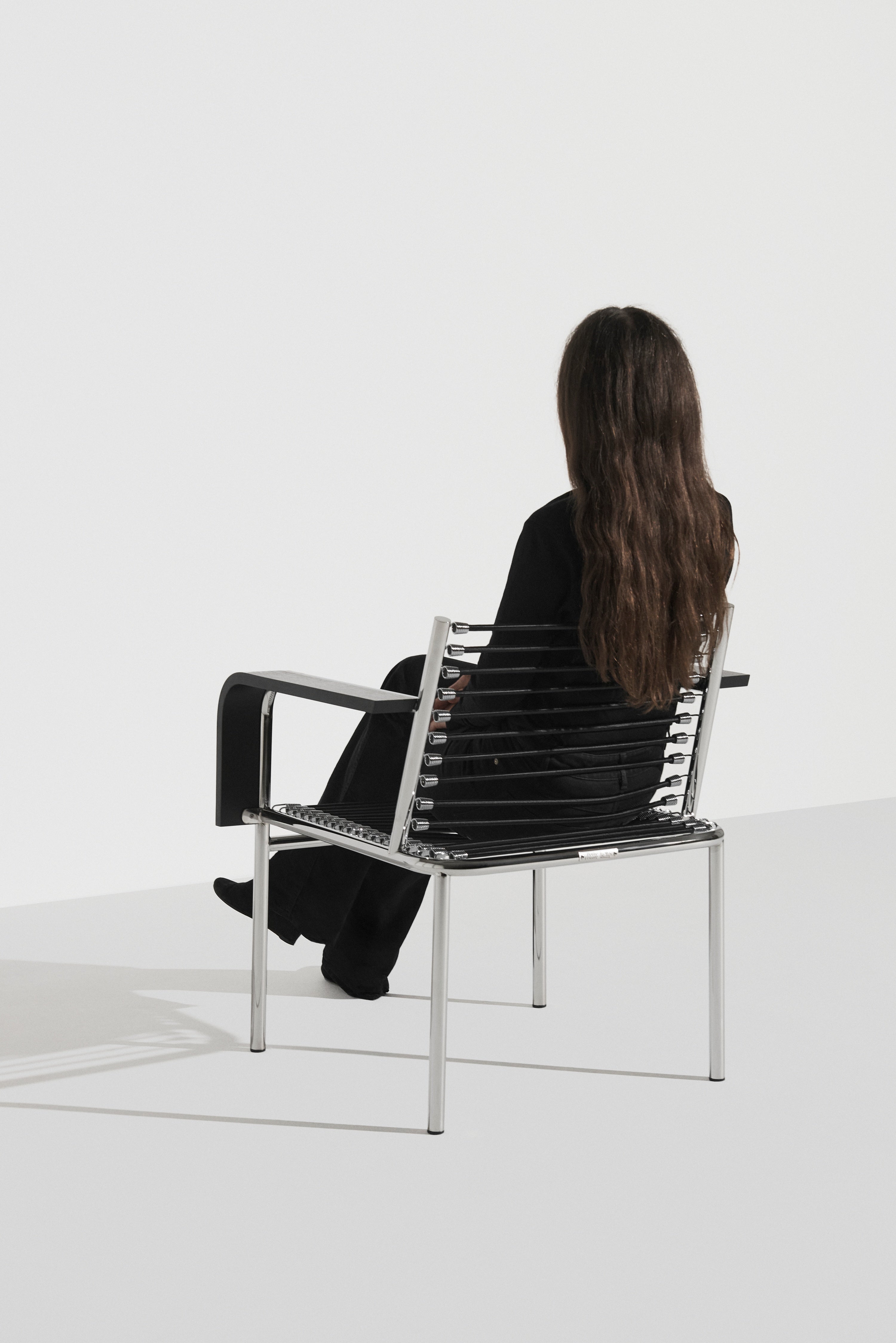 SANDOWS Armchair in Black with Steel Base