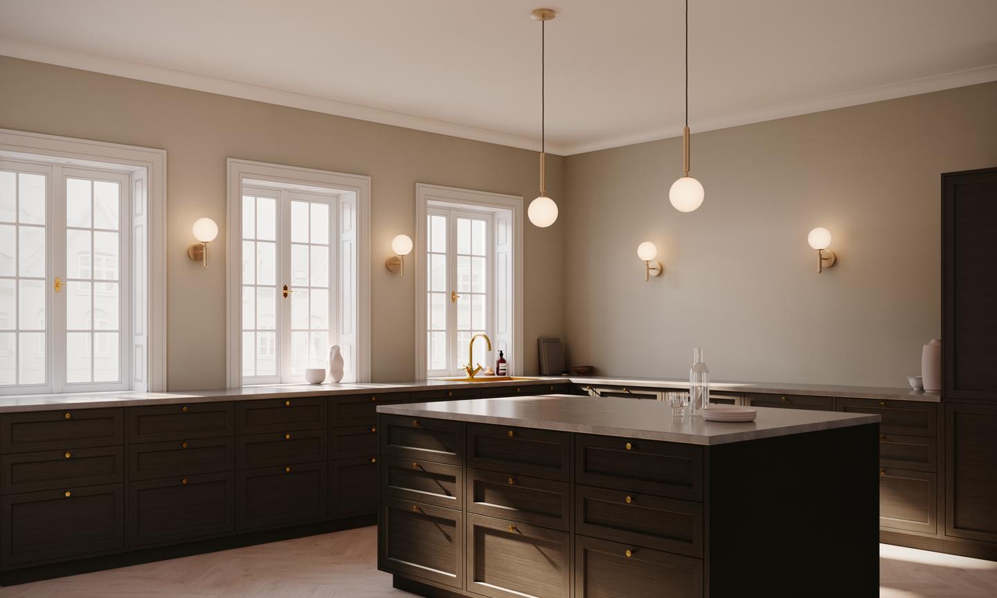 MIIRA Pendant Lamp in Brass with Opal Glass
