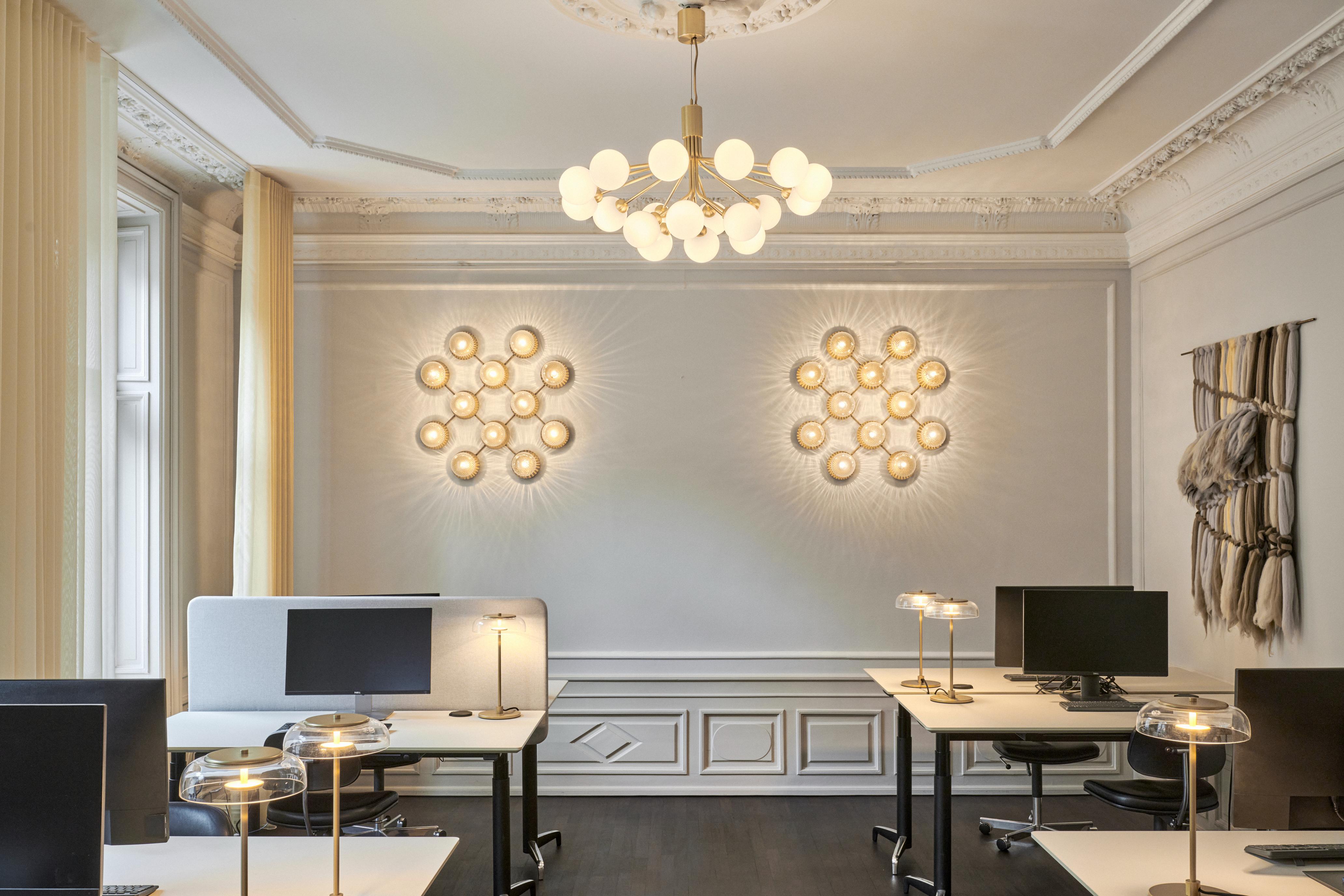 APIALES 18 Brass Chandelier with Opal Glass