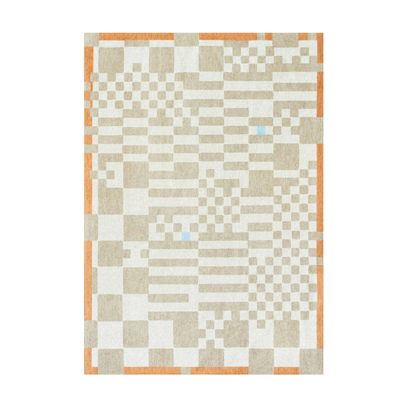 CHESS GREYHOUND Beige Rug with White and Orange