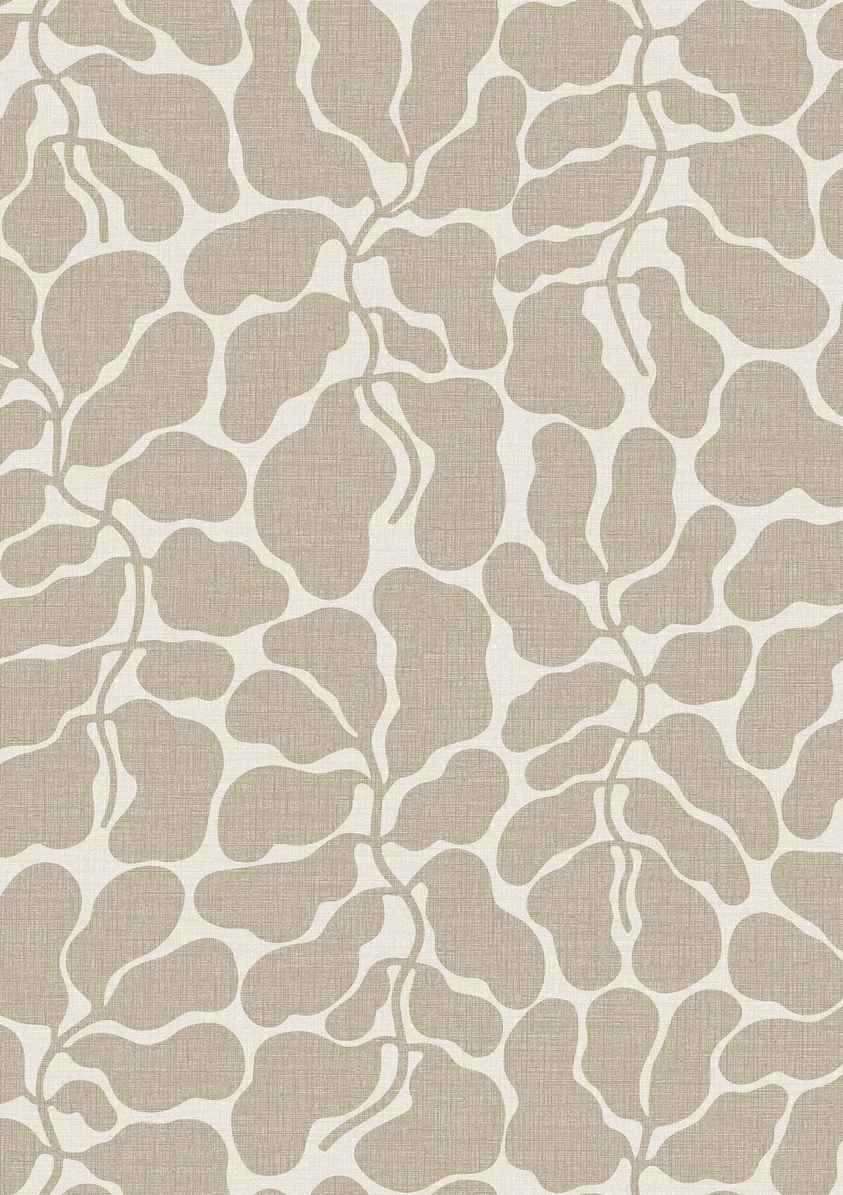 Non-woven paper wallpaper with a botanical pattern MY SECRET GARDEN beige with white