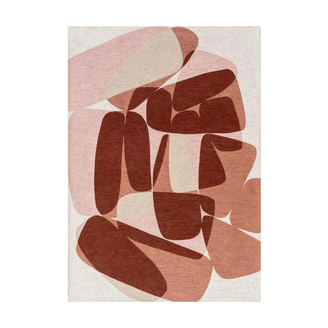 STONES Beige Rug with Pink and Burgundy