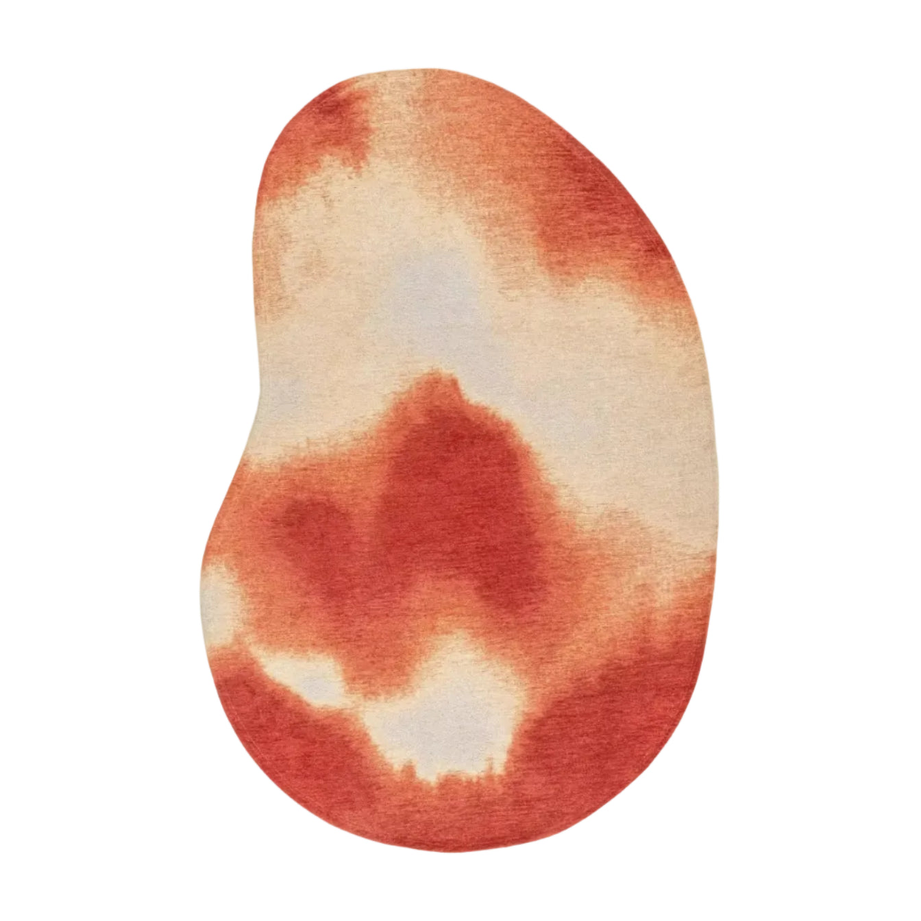 AQUARELLE LEAF Red and Orange Oval Rug