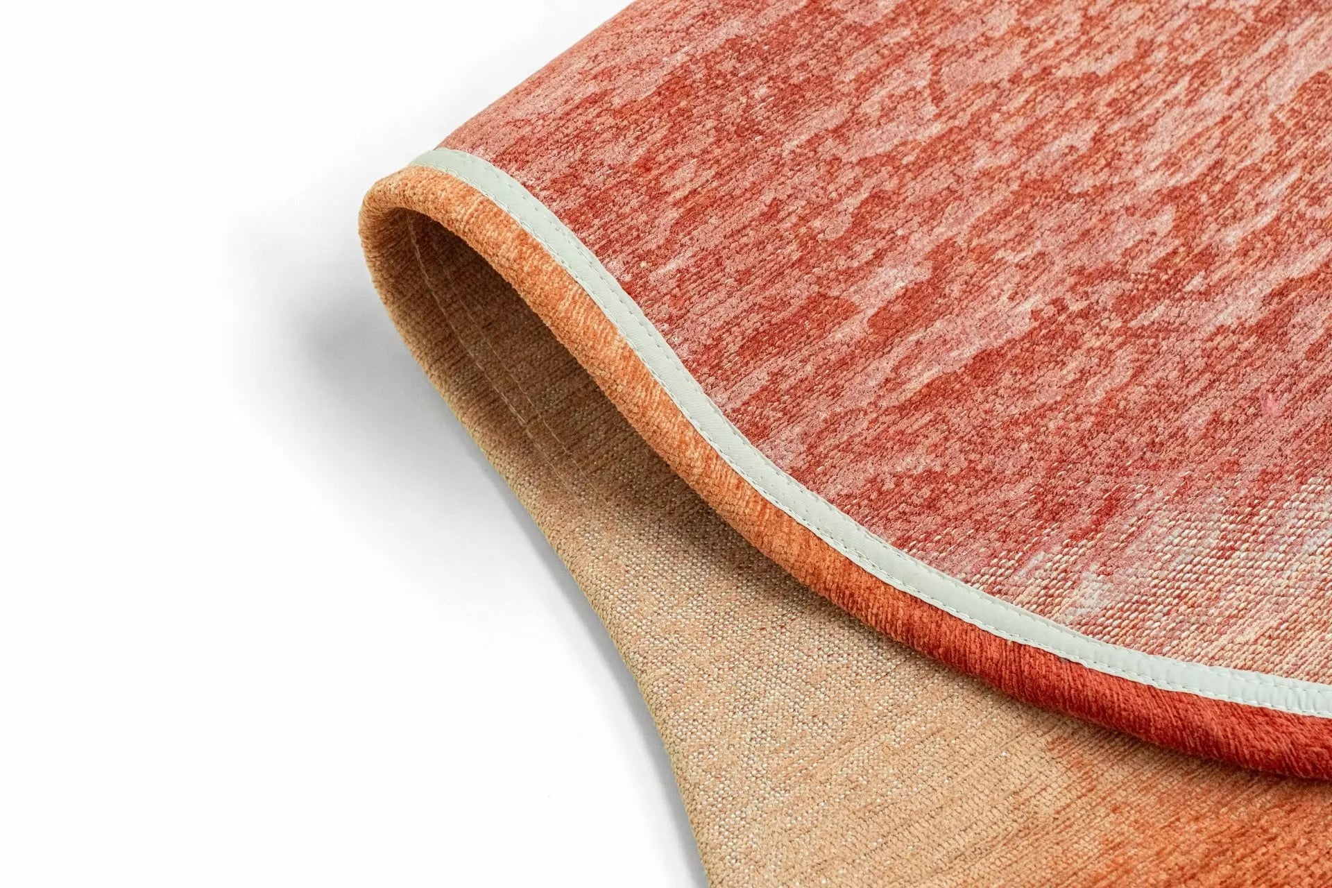 AQUARELLE LEAF Red and Orange Oval Rug
