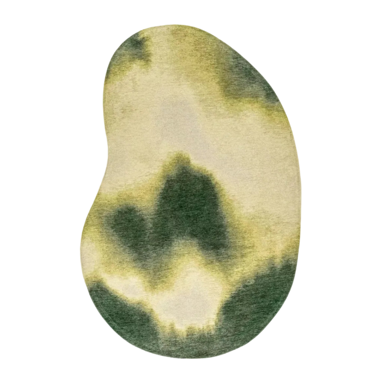 AQUARELLE LEAF oval rug in green with yellow