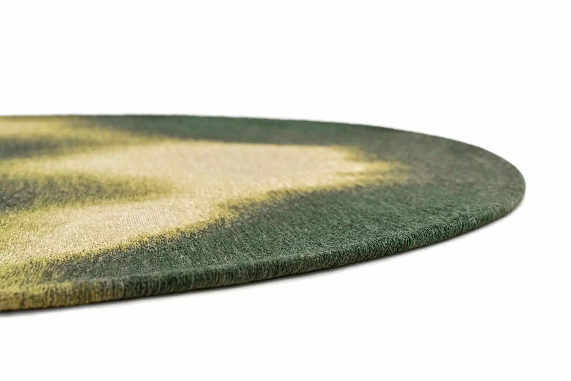 AQUARELLE LEAF oval rug in green with yellow