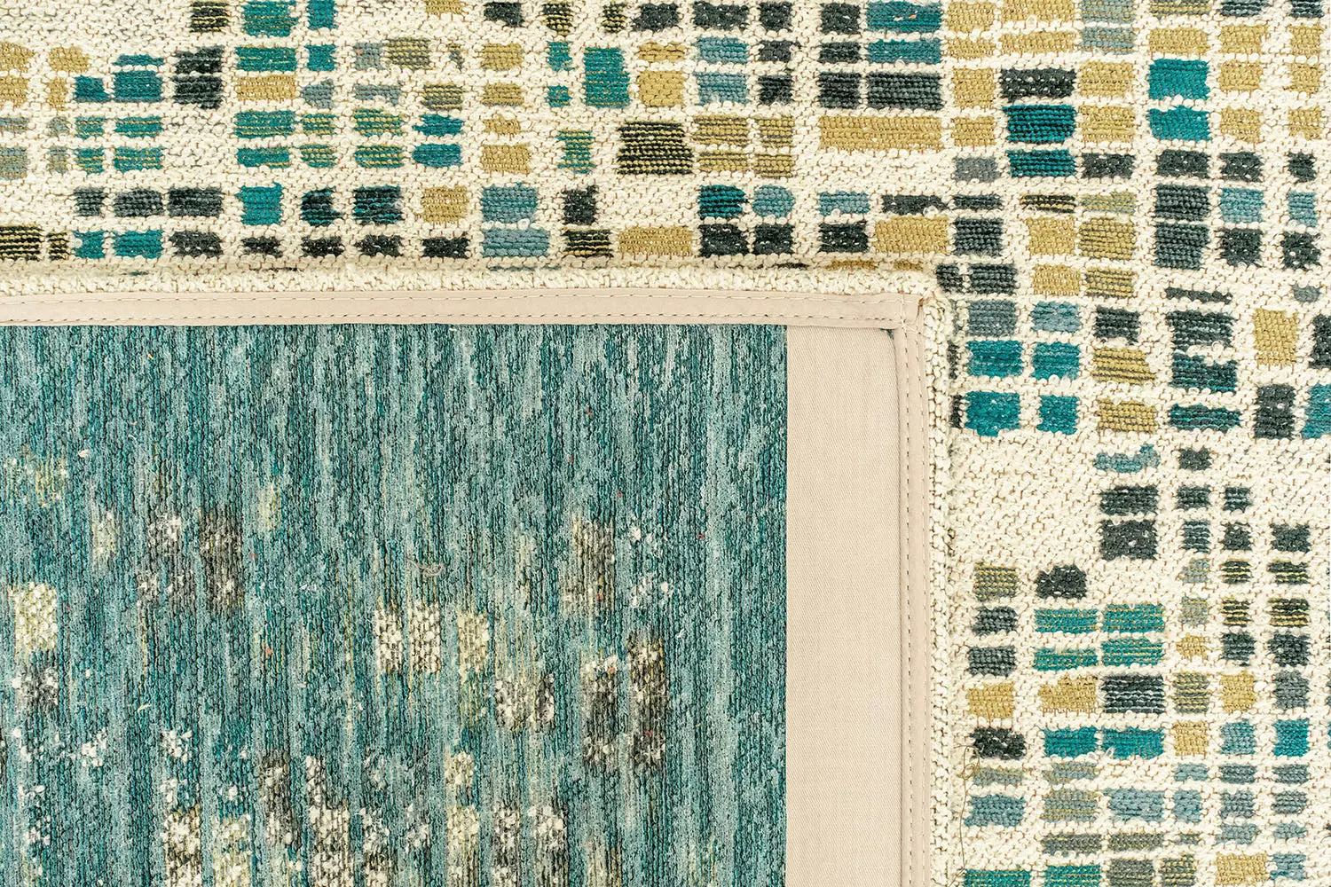 CUBIK Beige Rug with Blue and Green