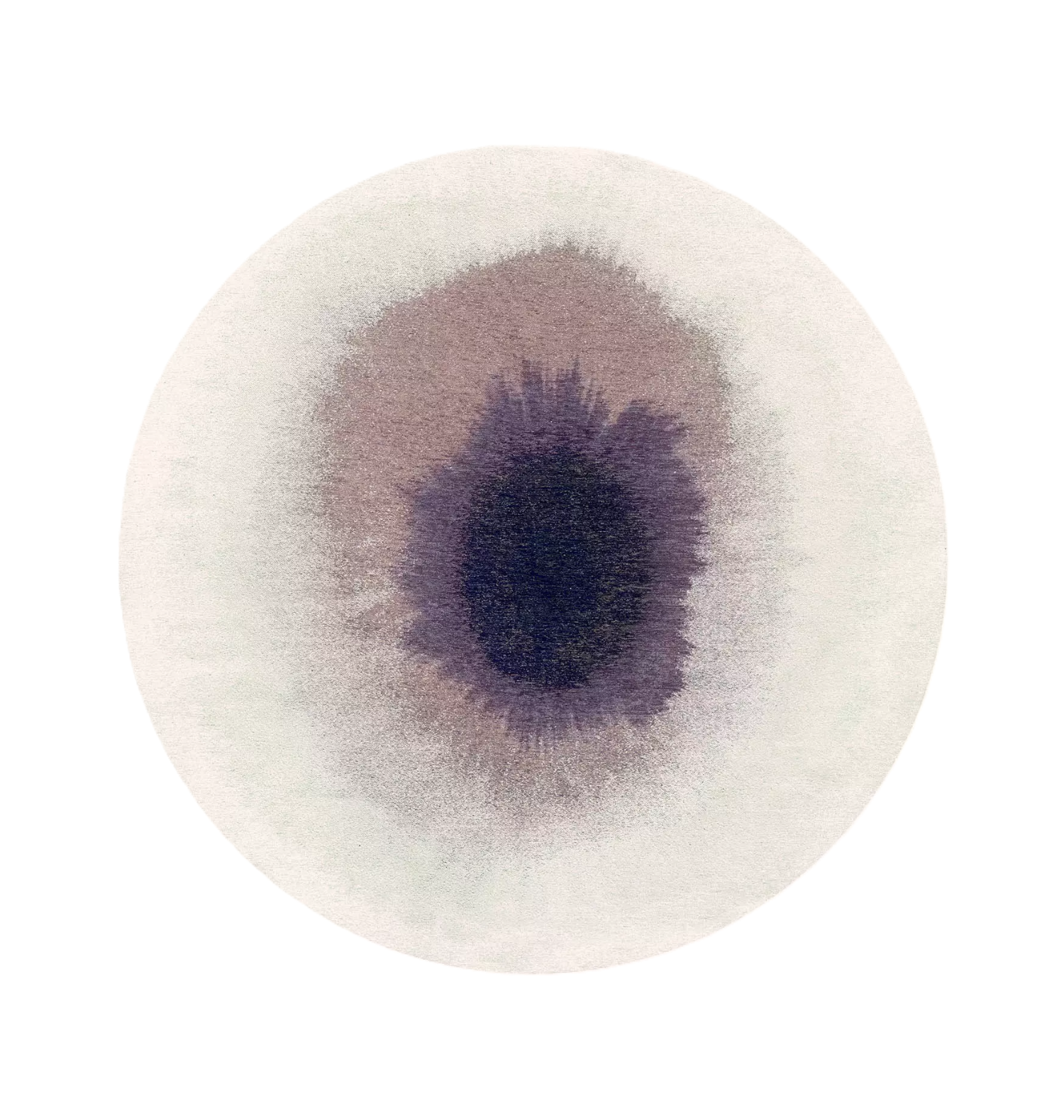 Round DROP rug in white with purple