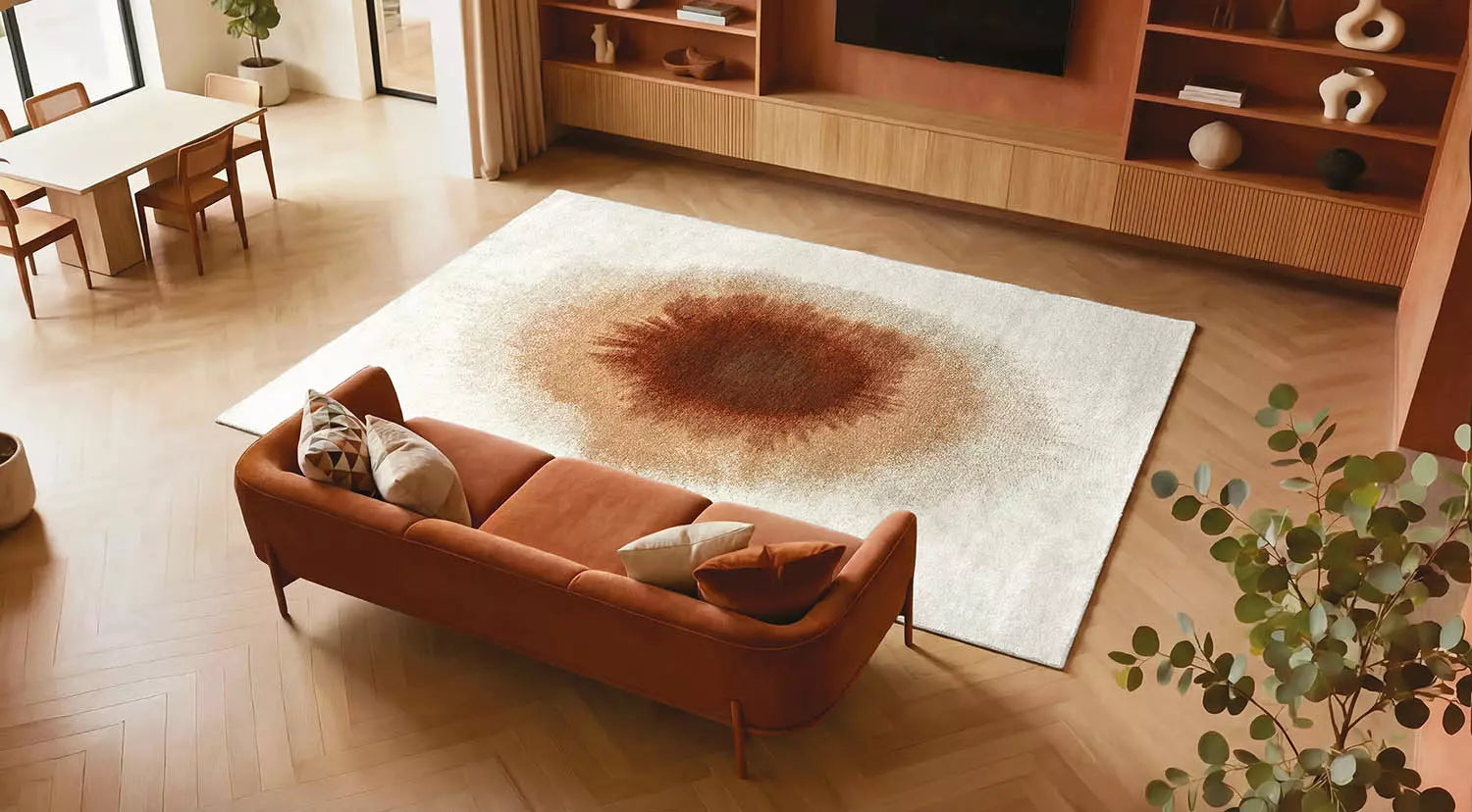 DROP rug white with brown