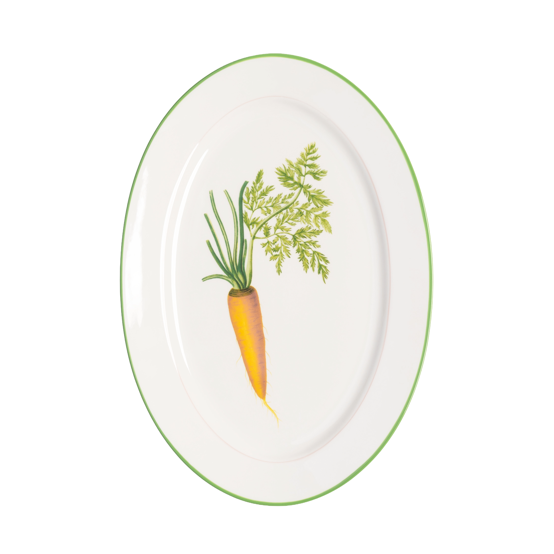 White CARROT Platter with Green and Orange