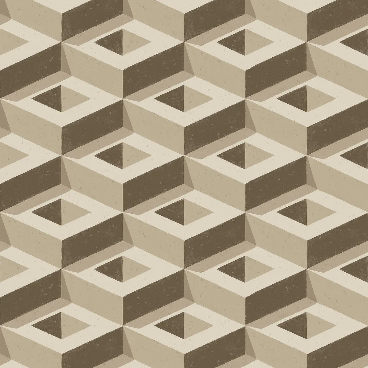 3D BOXES Beige and Brown Geometric Pattern Mural