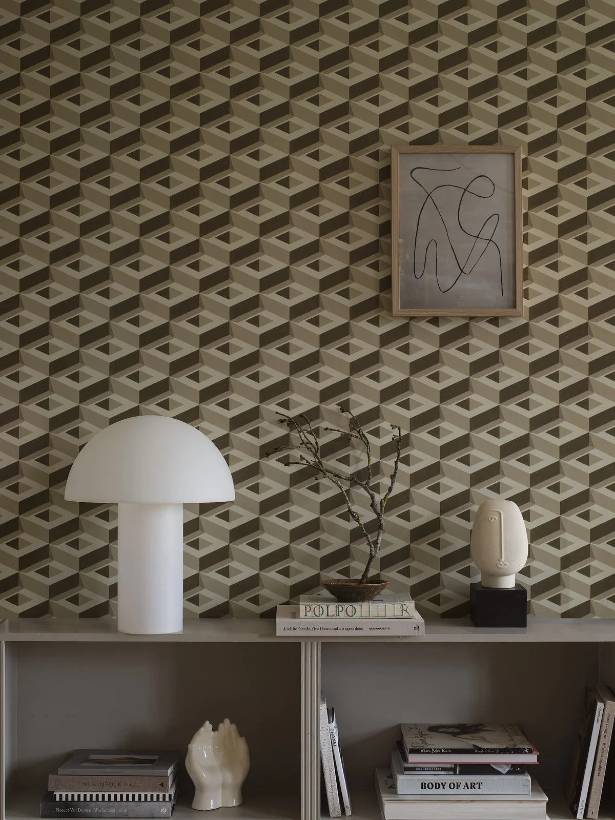 3D BOXES Beige and Brown Geometric Pattern Mural
