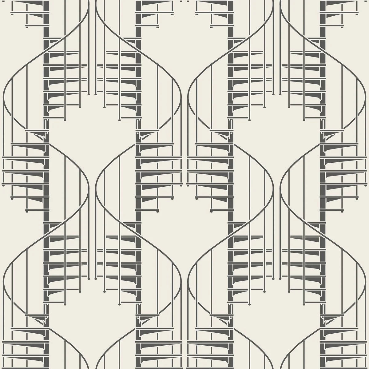 Abstract Pattern Wallpaper STAIRCASE Beige with Black