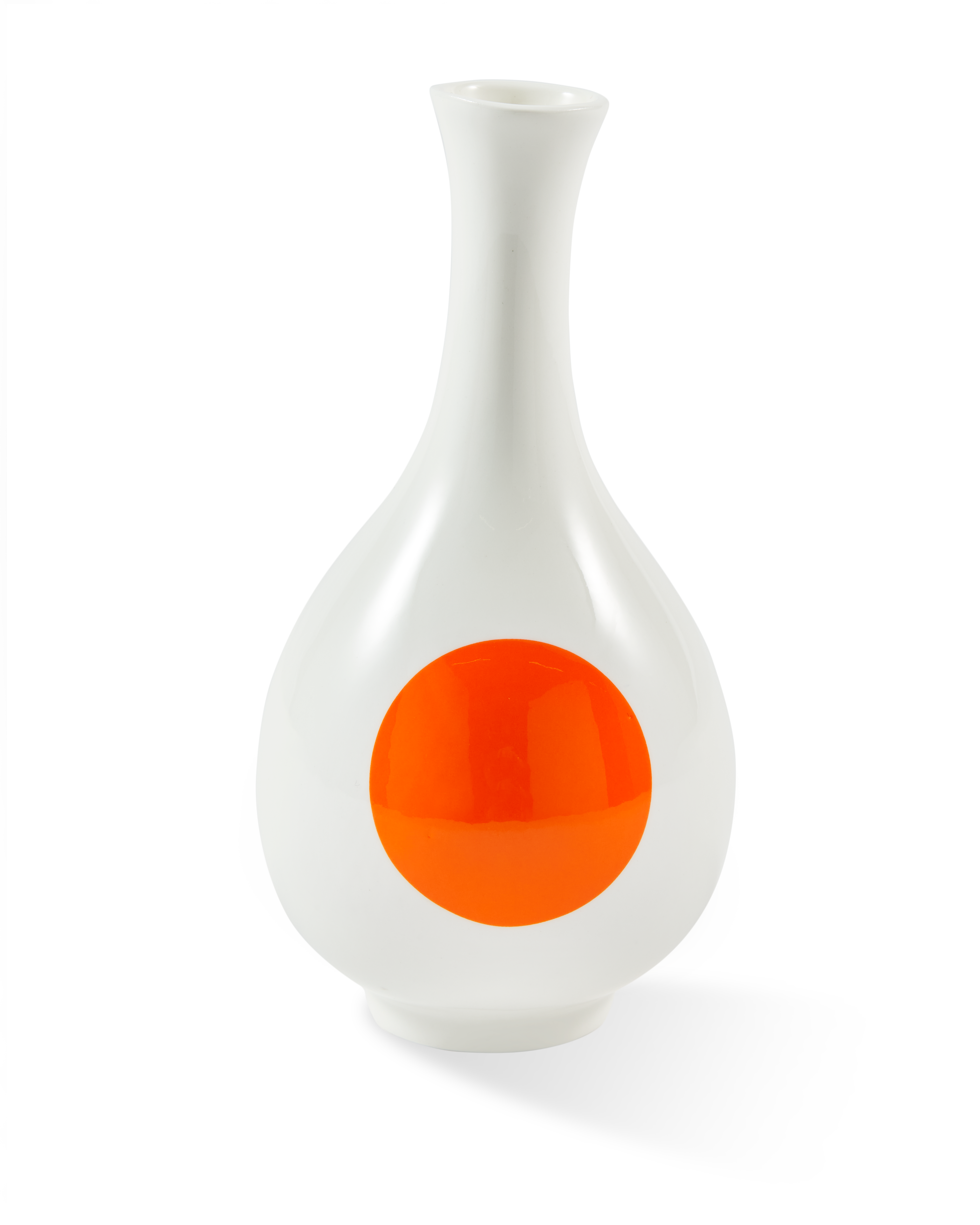 SMALL BIRD White Vase with Orange and Blue