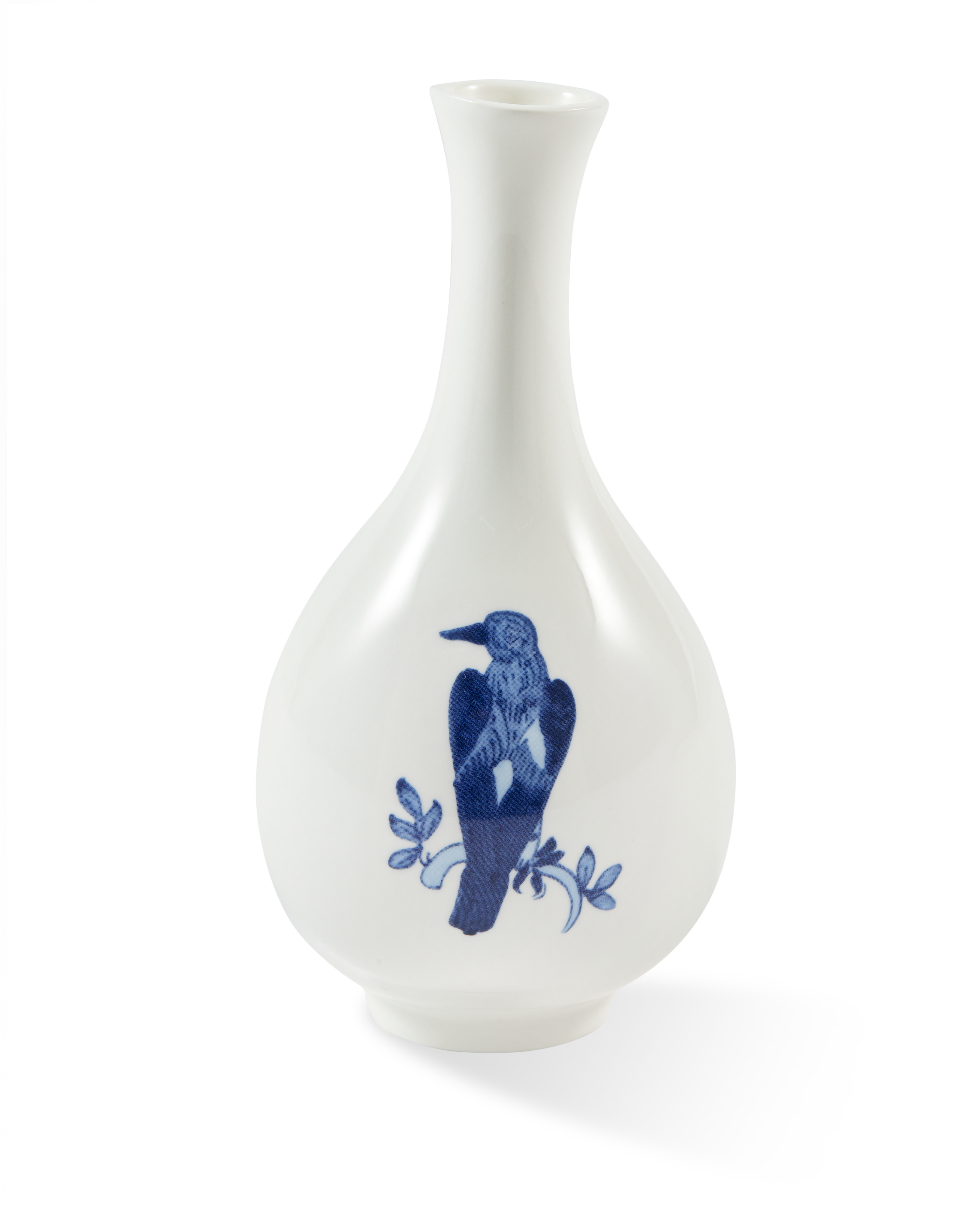 SMALL BIRD White Vase with Blue