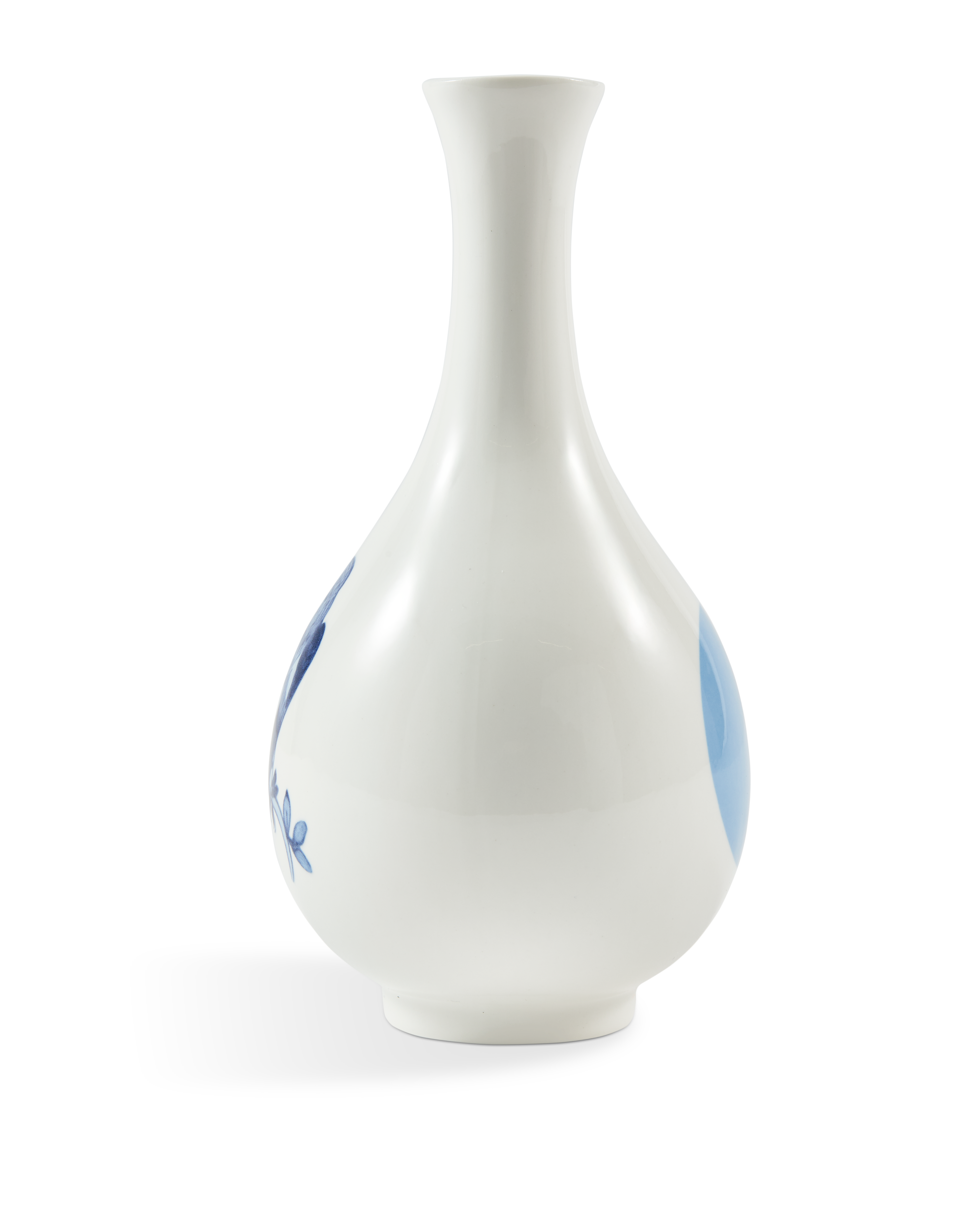 SMALL BIRD White Vase with Blue