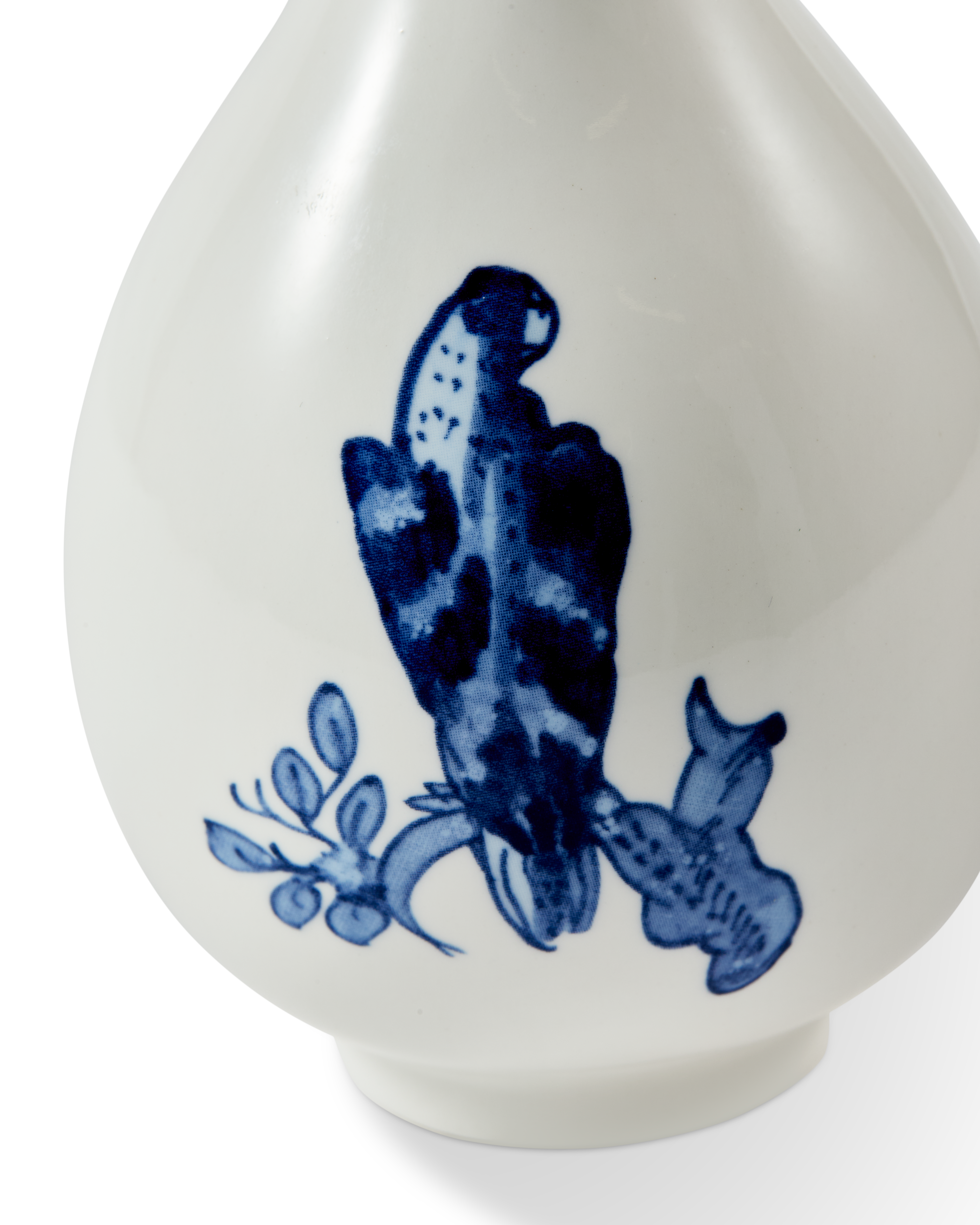 SMALL BIRD White Vase with Yellow and Blue