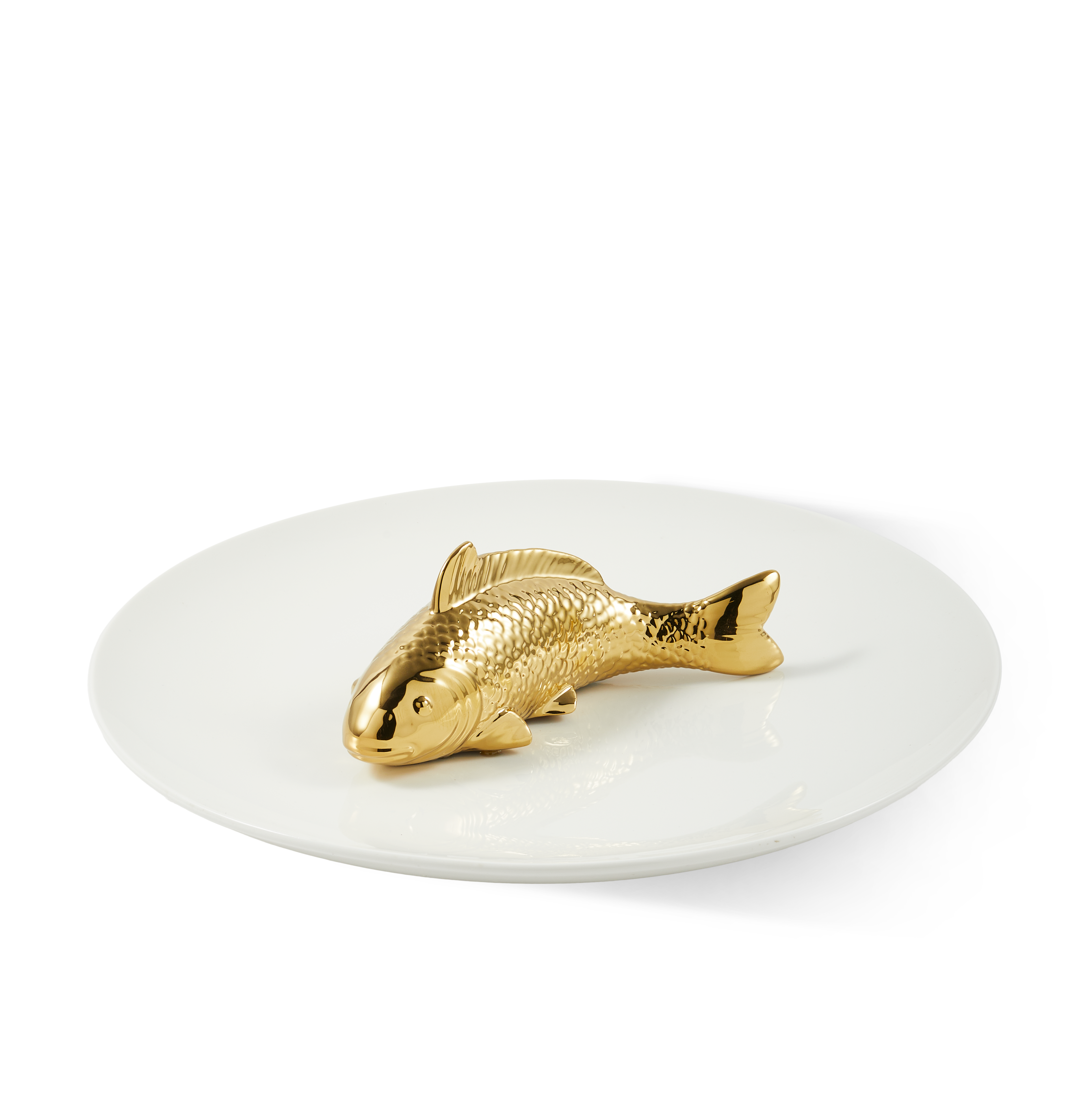 Decorative Plate FISH White with Gold