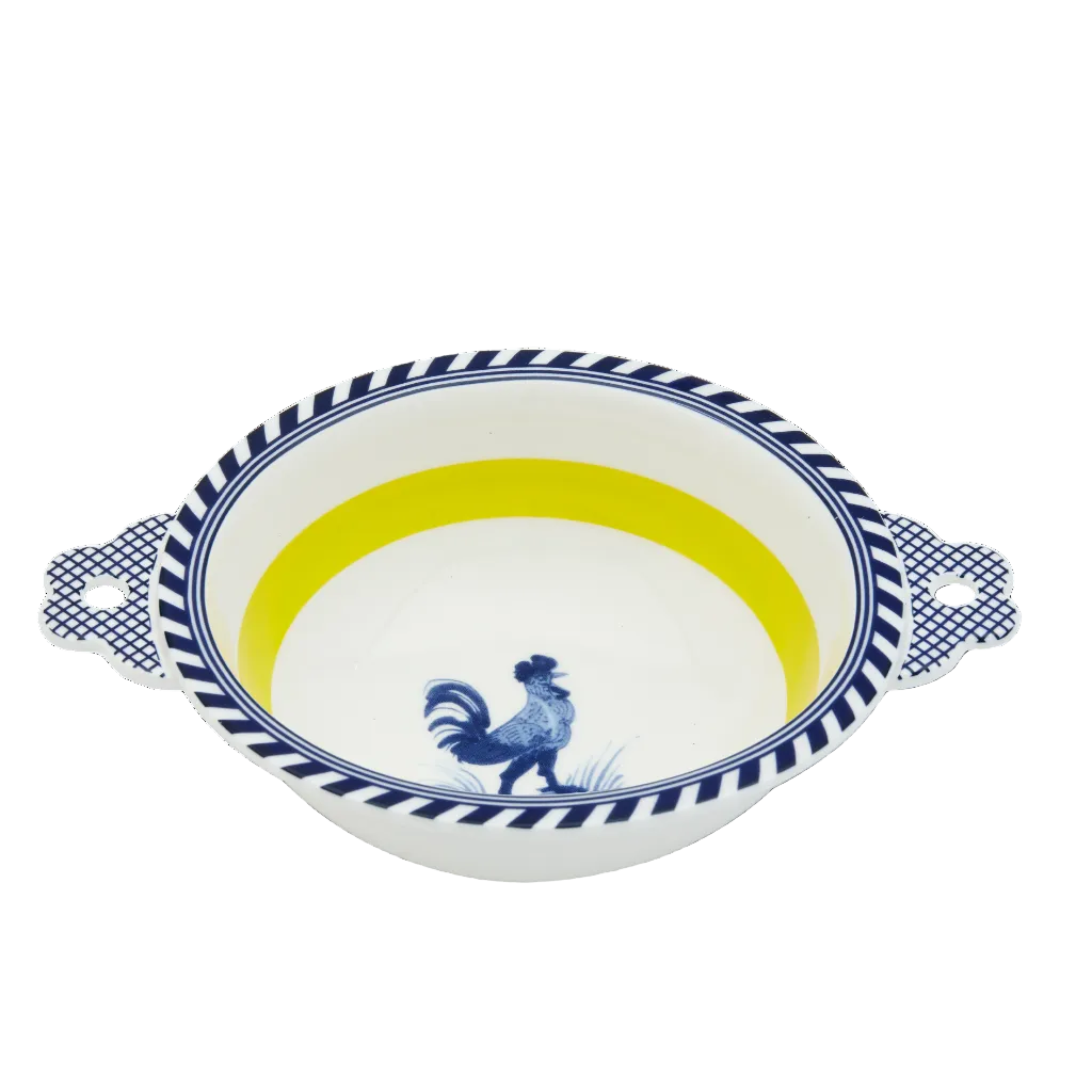 BIRD bowl white with yellow and blue