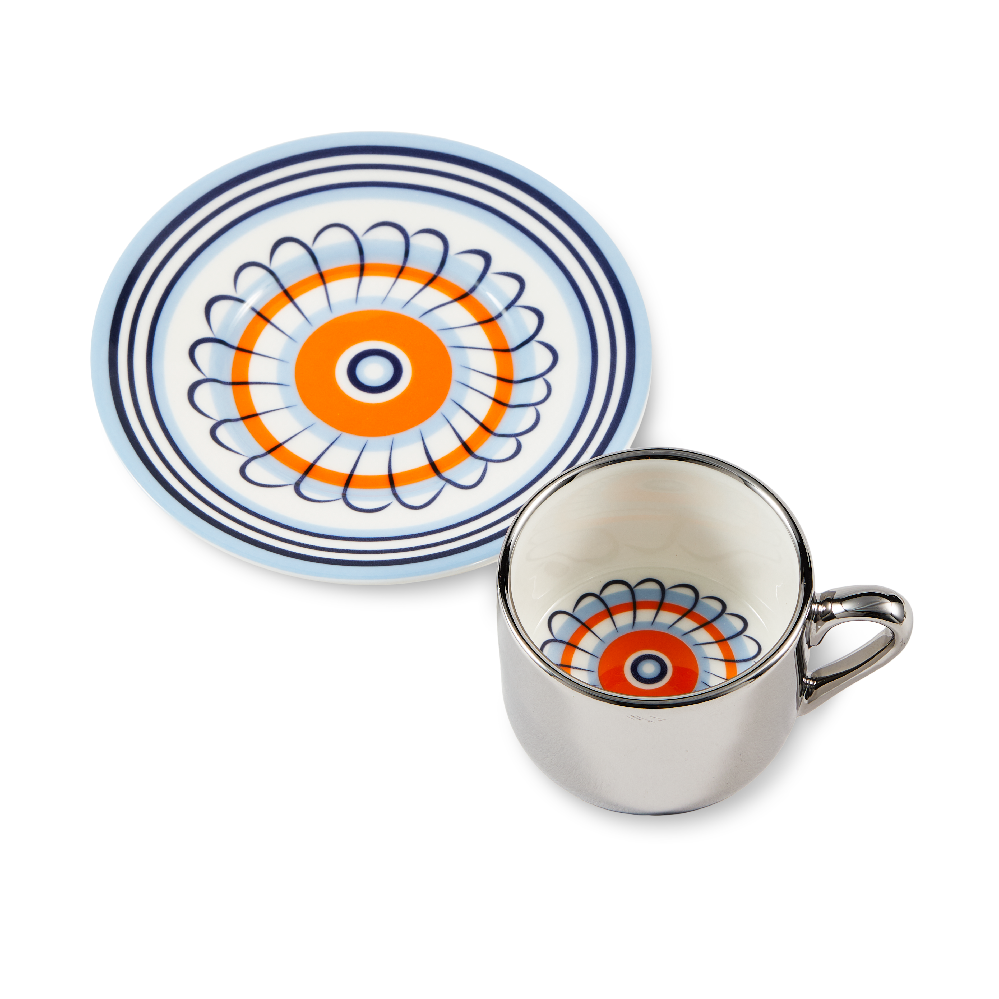 FLORAL Orange and Blue Espresso Cup Set