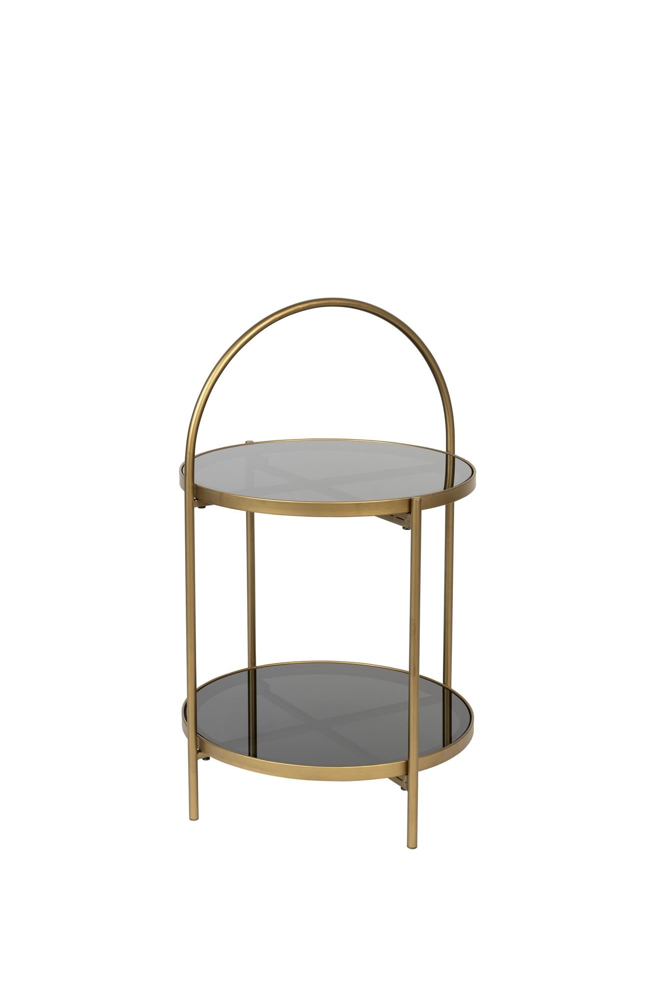 Beistelltisch MAEVE schwarzes Glas mit Gold