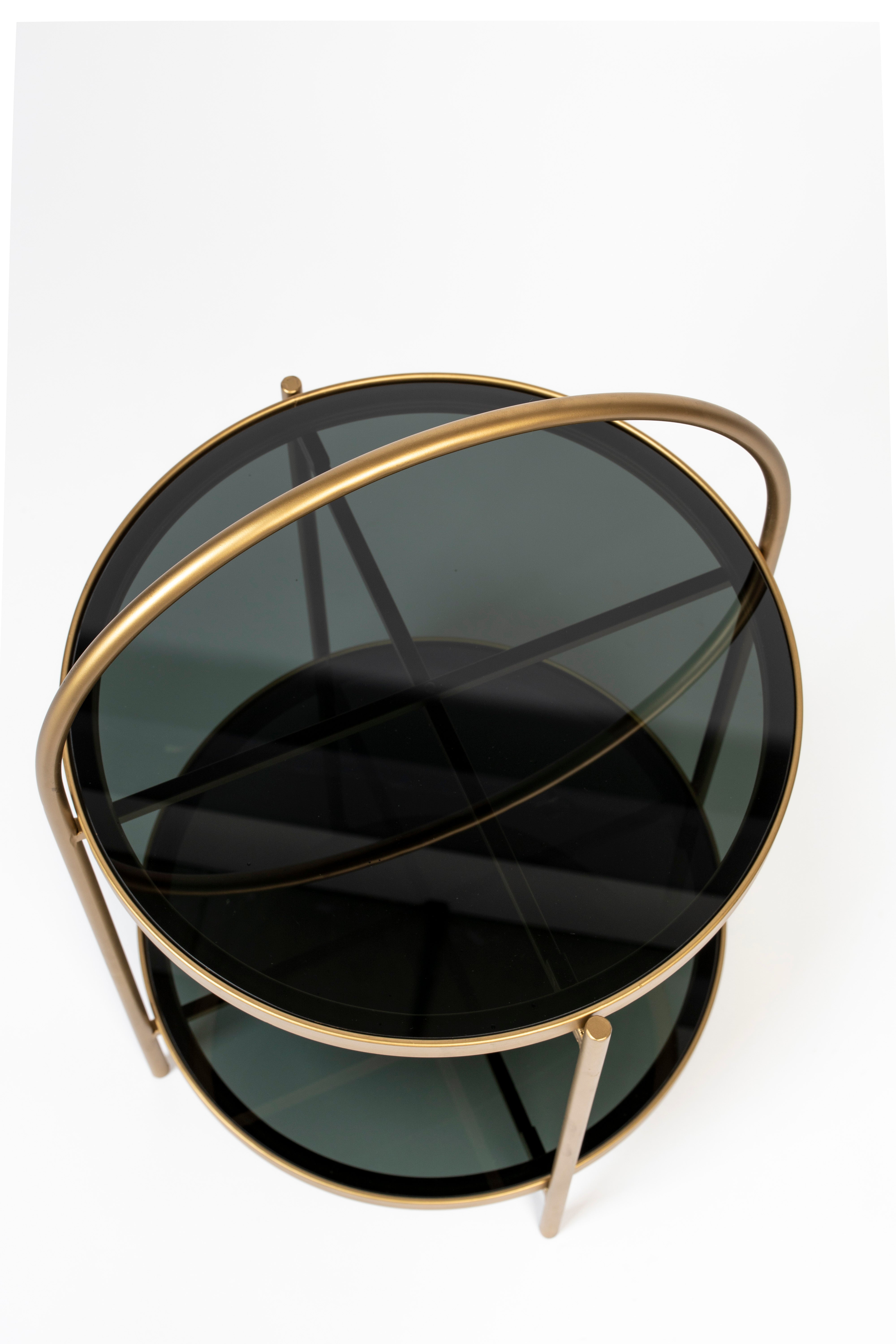Beistelltisch MAEVE schwarzes Glas mit Gold