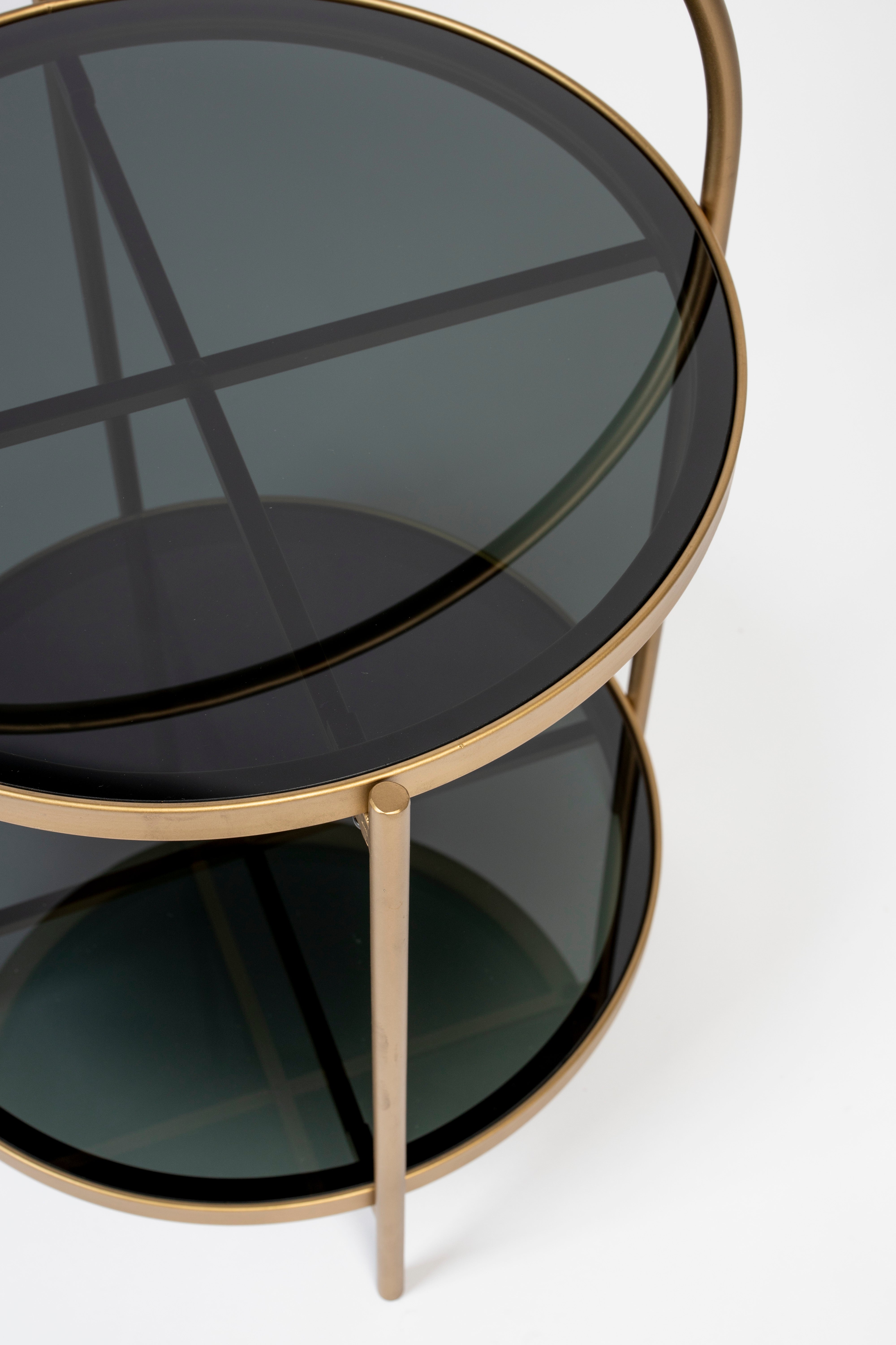 Beistelltisch MAEVE schwarzes Glas mit Gold
