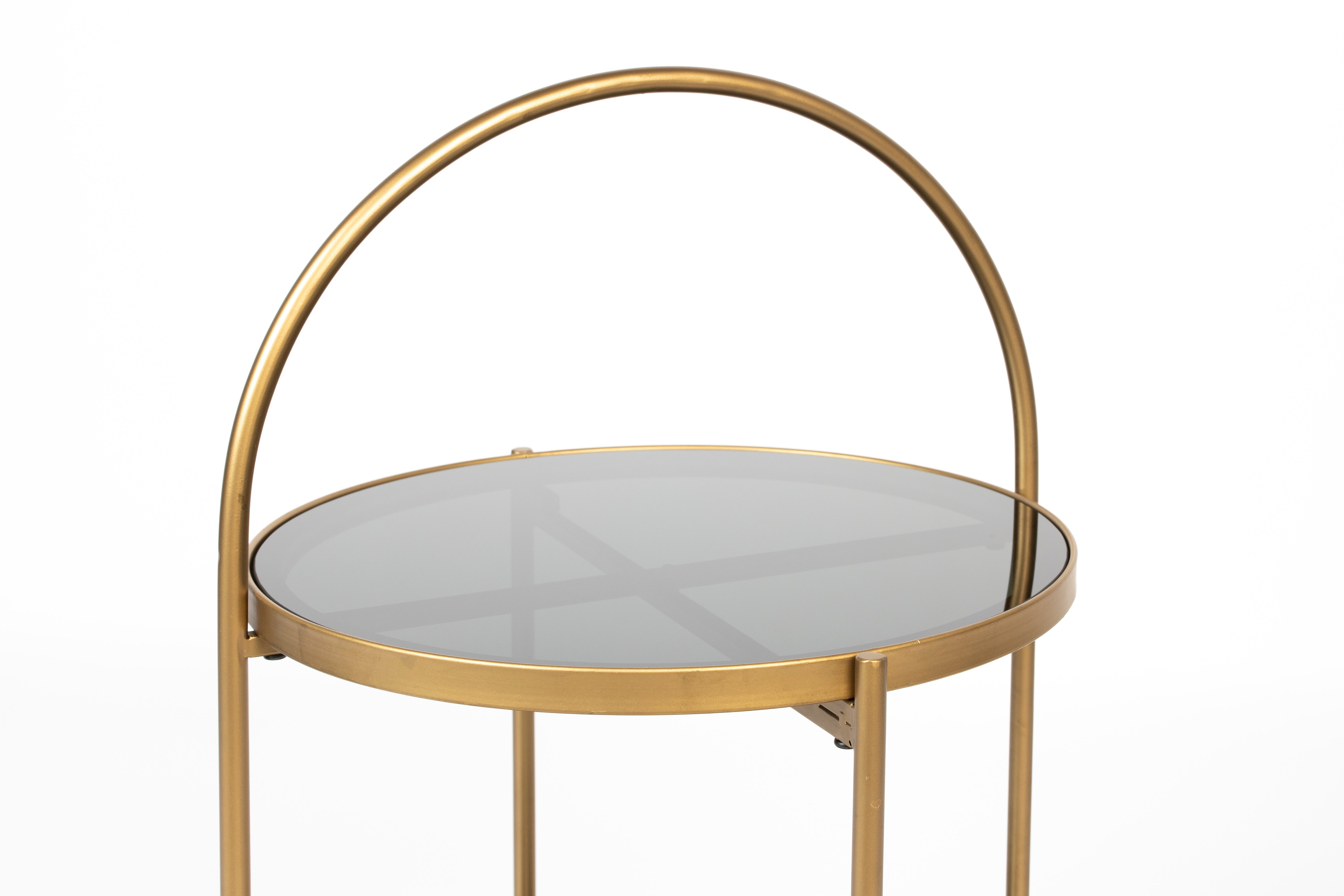 Beistelltisch MAEVE schwarzes Glas mit Gold