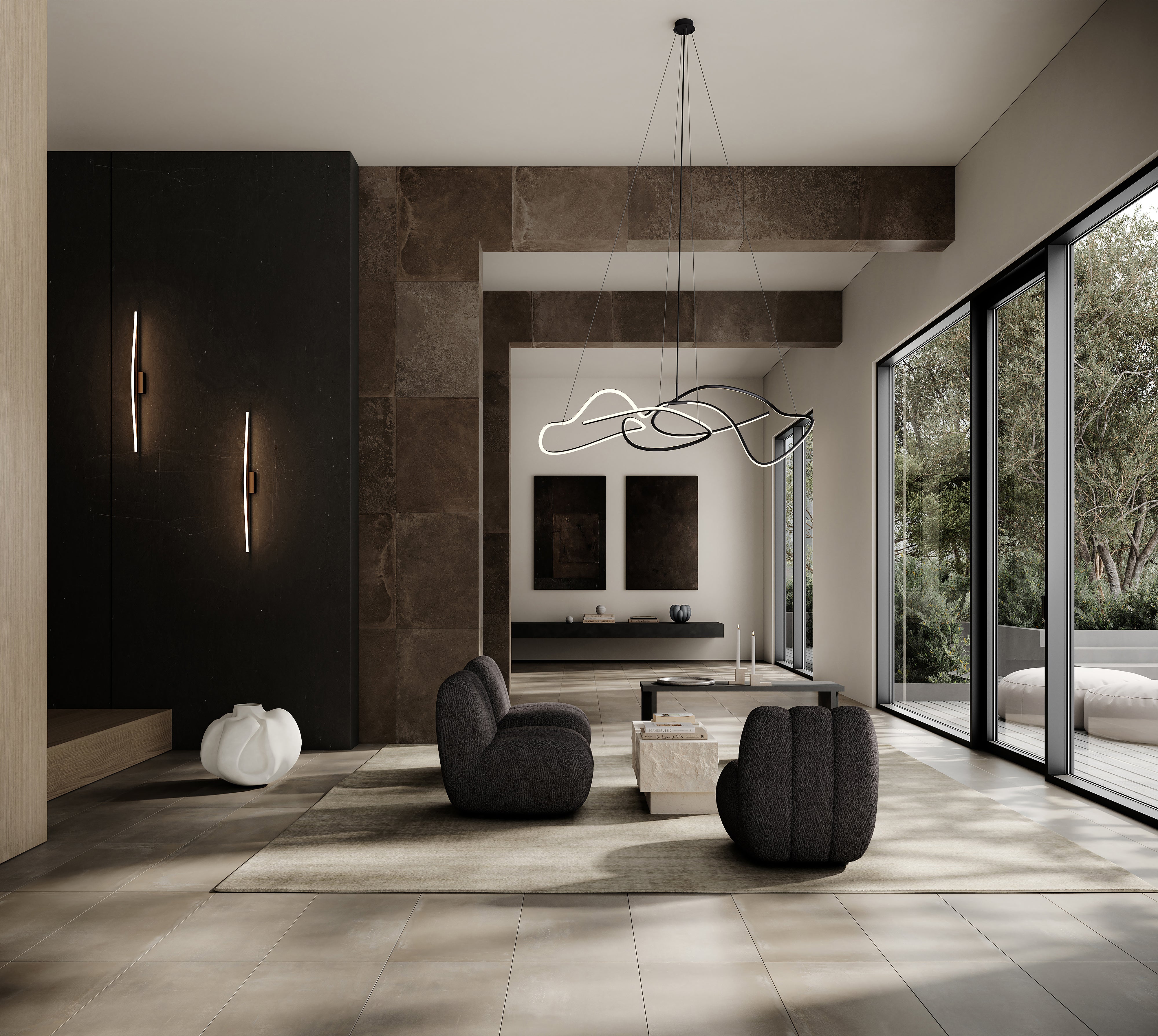 Geölte schwarze GHOST-Deckenleuchte