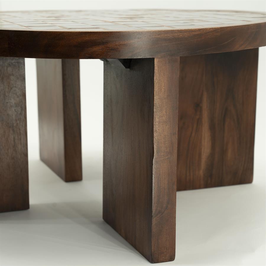 TILED UP Coffee Table Dark Brown Mango Wood