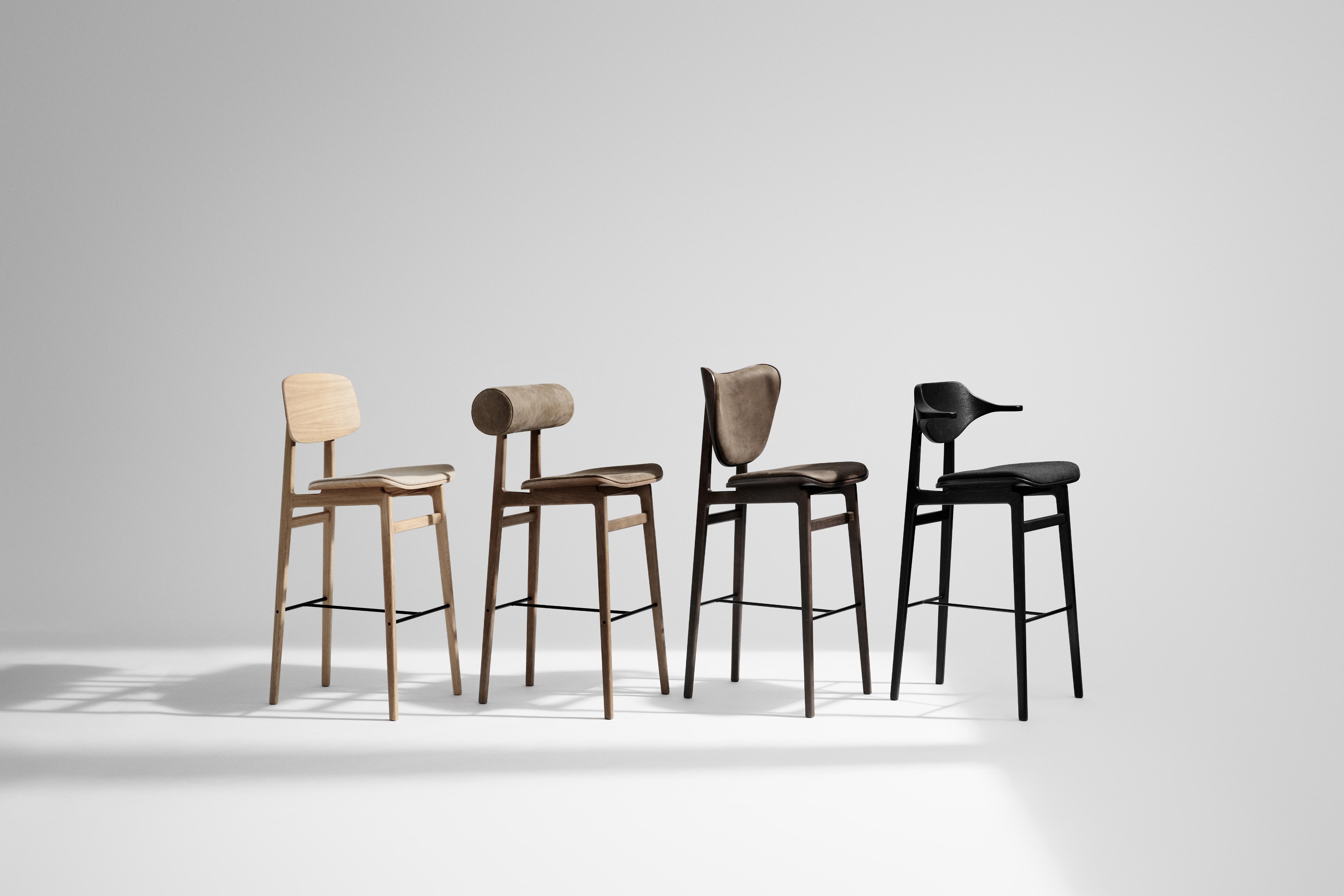 Customized BUFALA stool with a wooden base