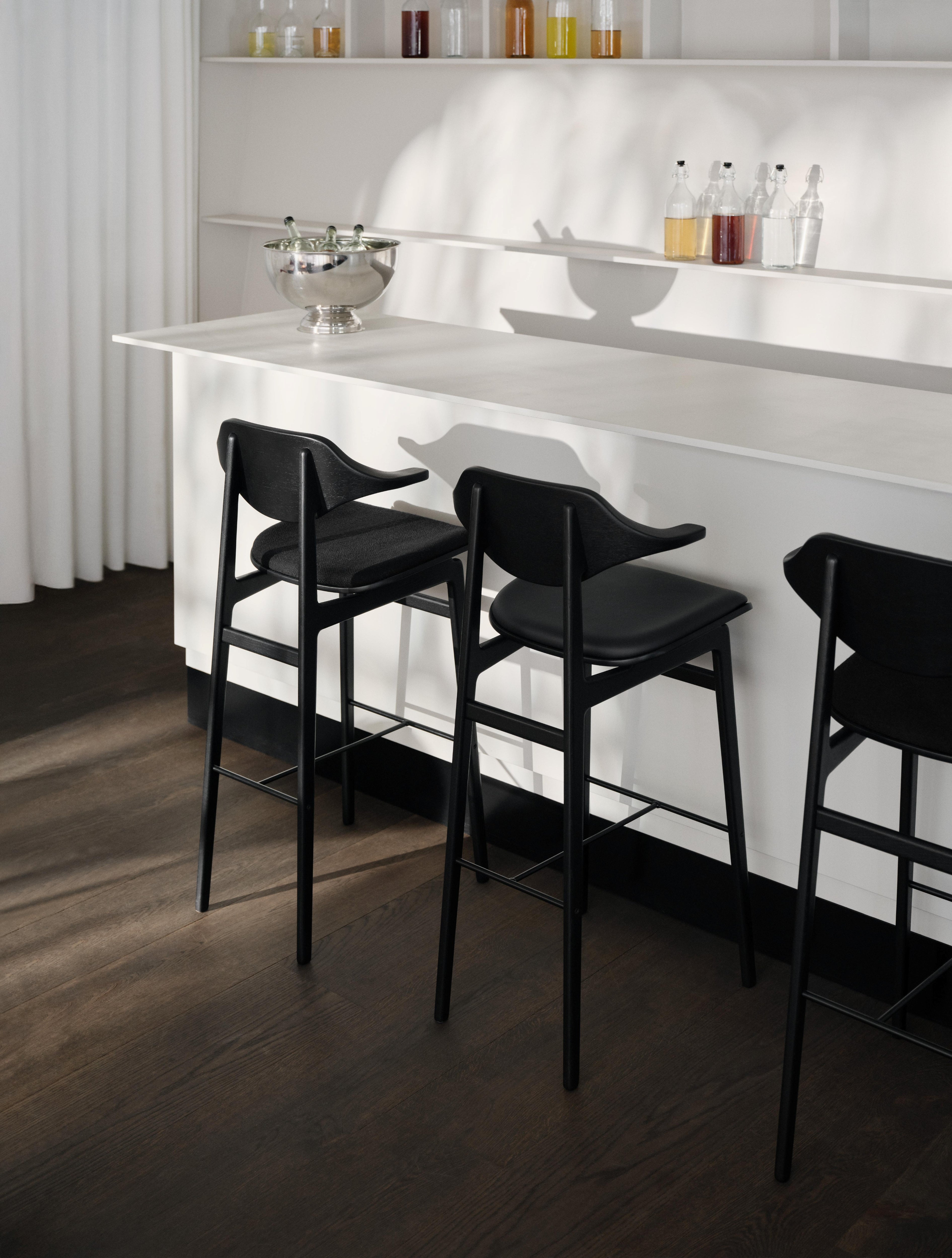 Customized BUFALA stool with a wooden base