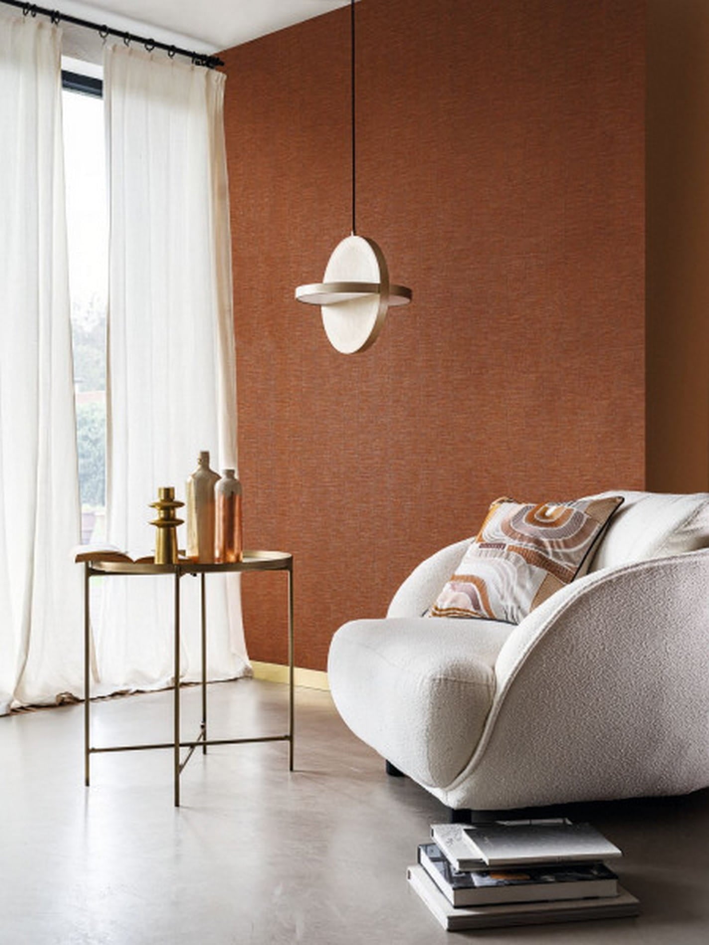Metallic Textured Wallpaper in Stripes PLATINUM Ivory