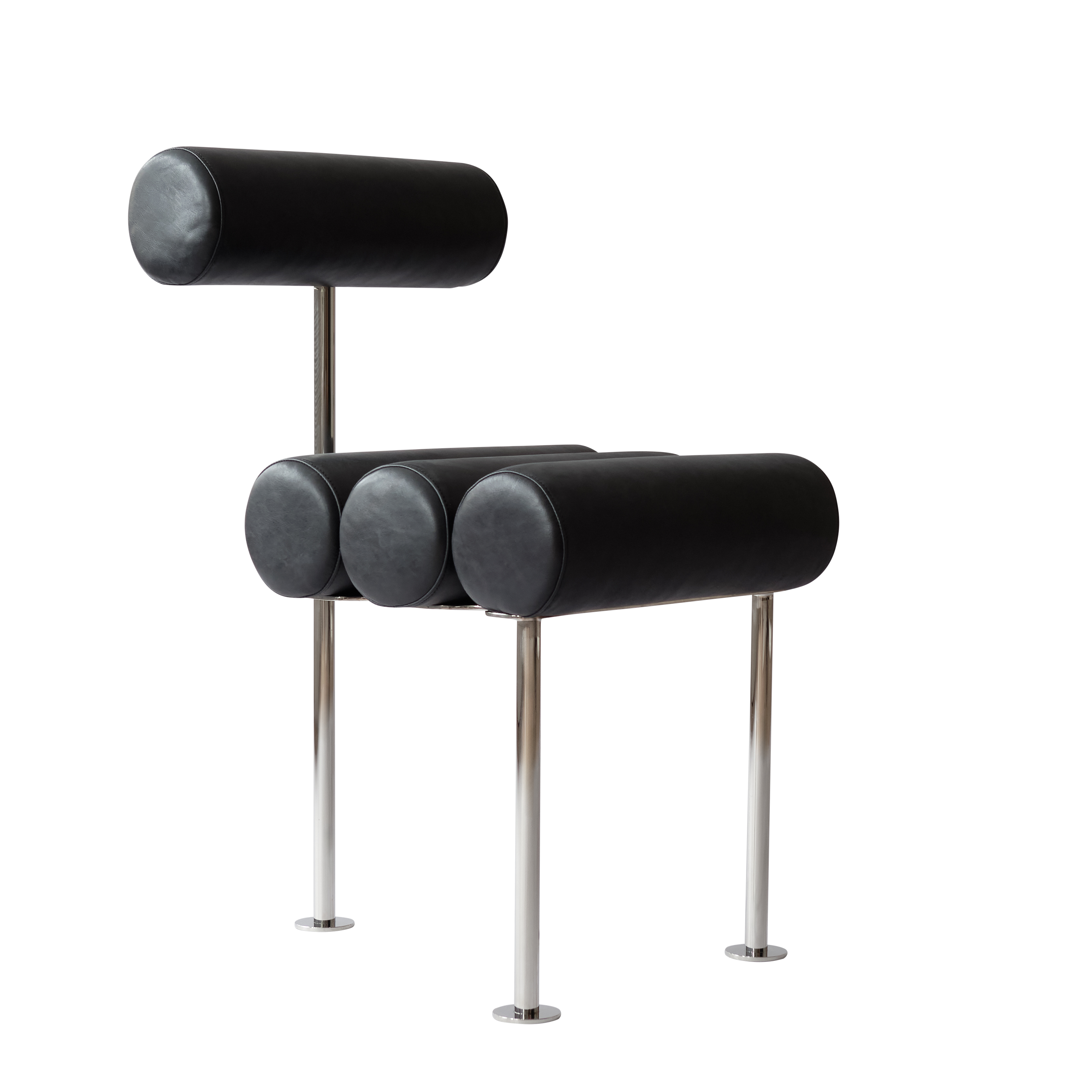 Stuhl HIRO schwarz mit verchromtem Gestell