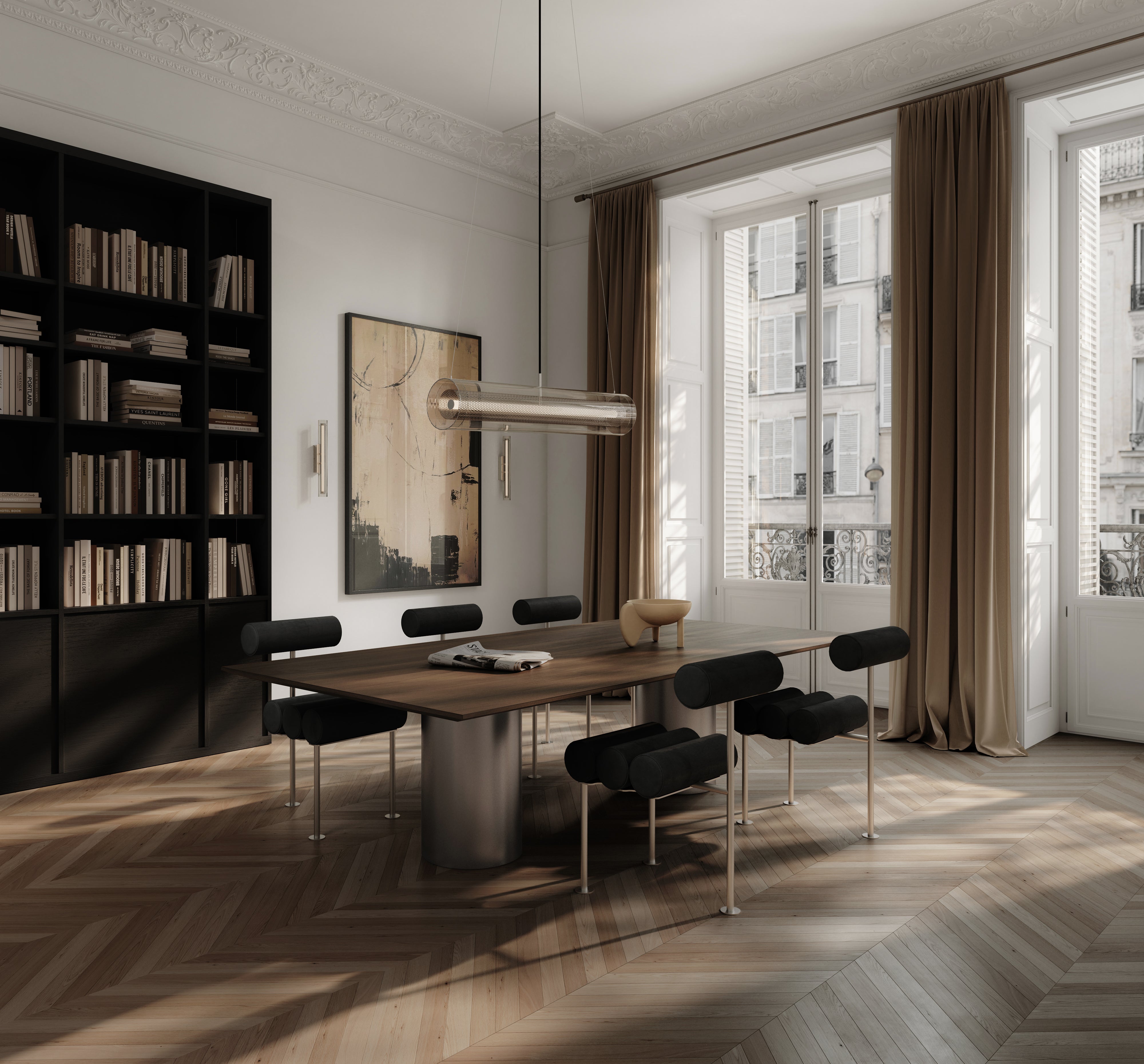 Stuhl HIRO schwarz mit verchromtem Gestell