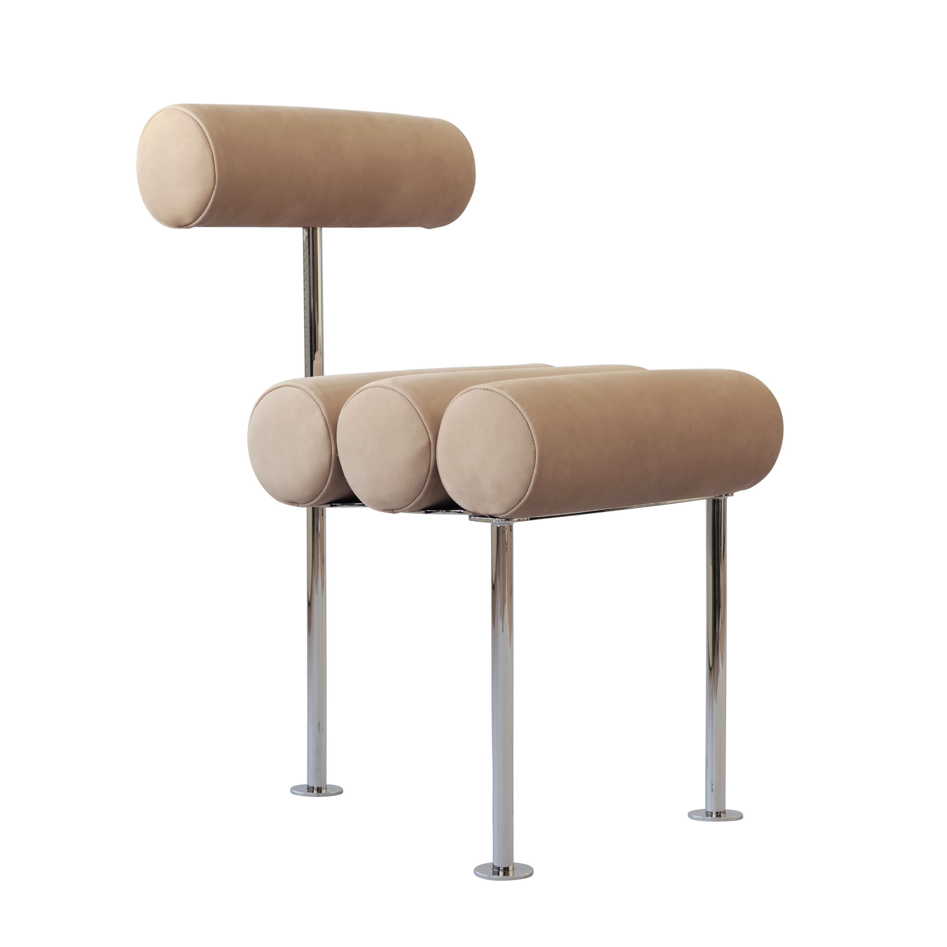 HIRO chair warm beige with chrome base