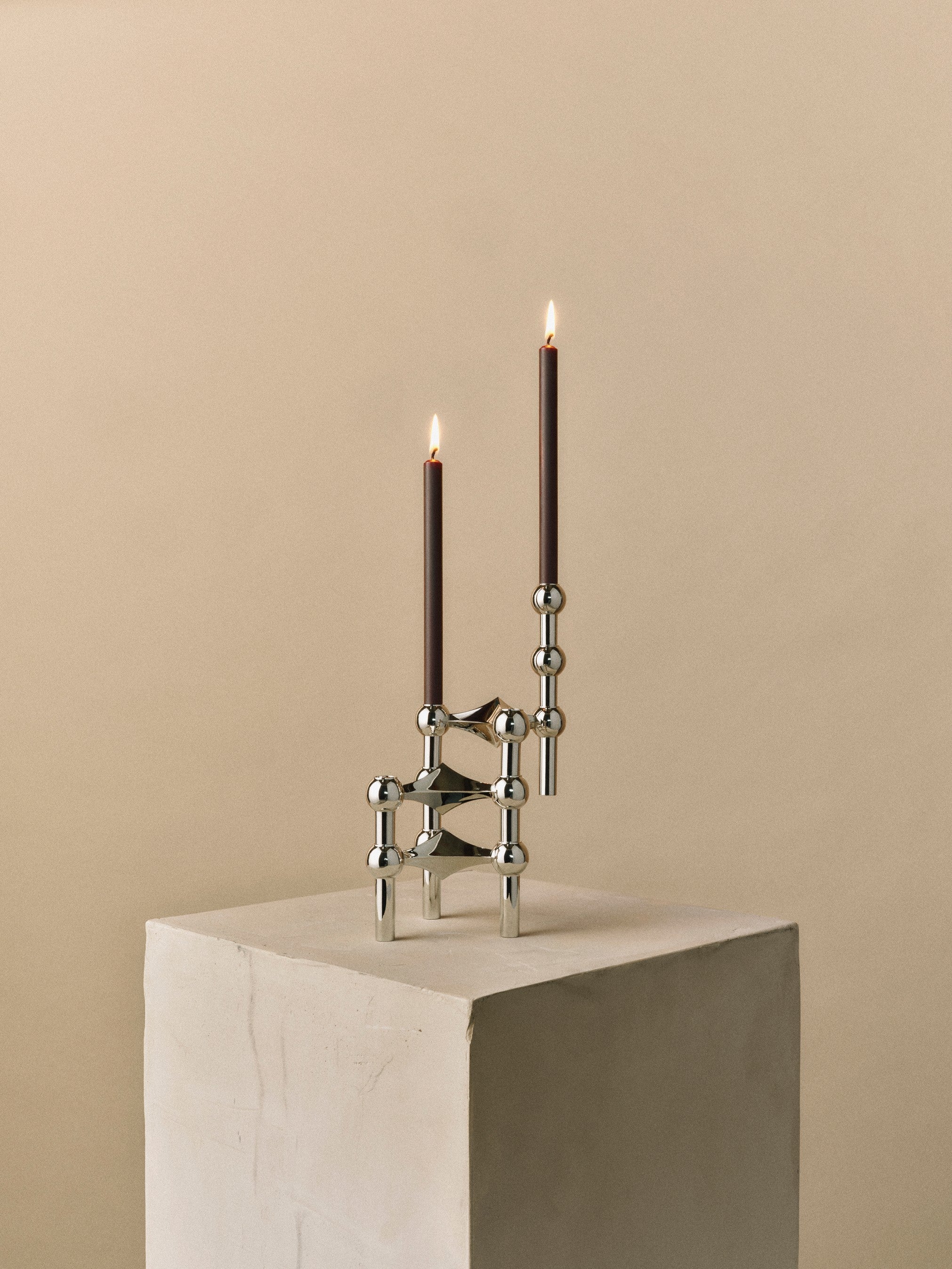 Set of 12 STOFF NAGEL brown candles