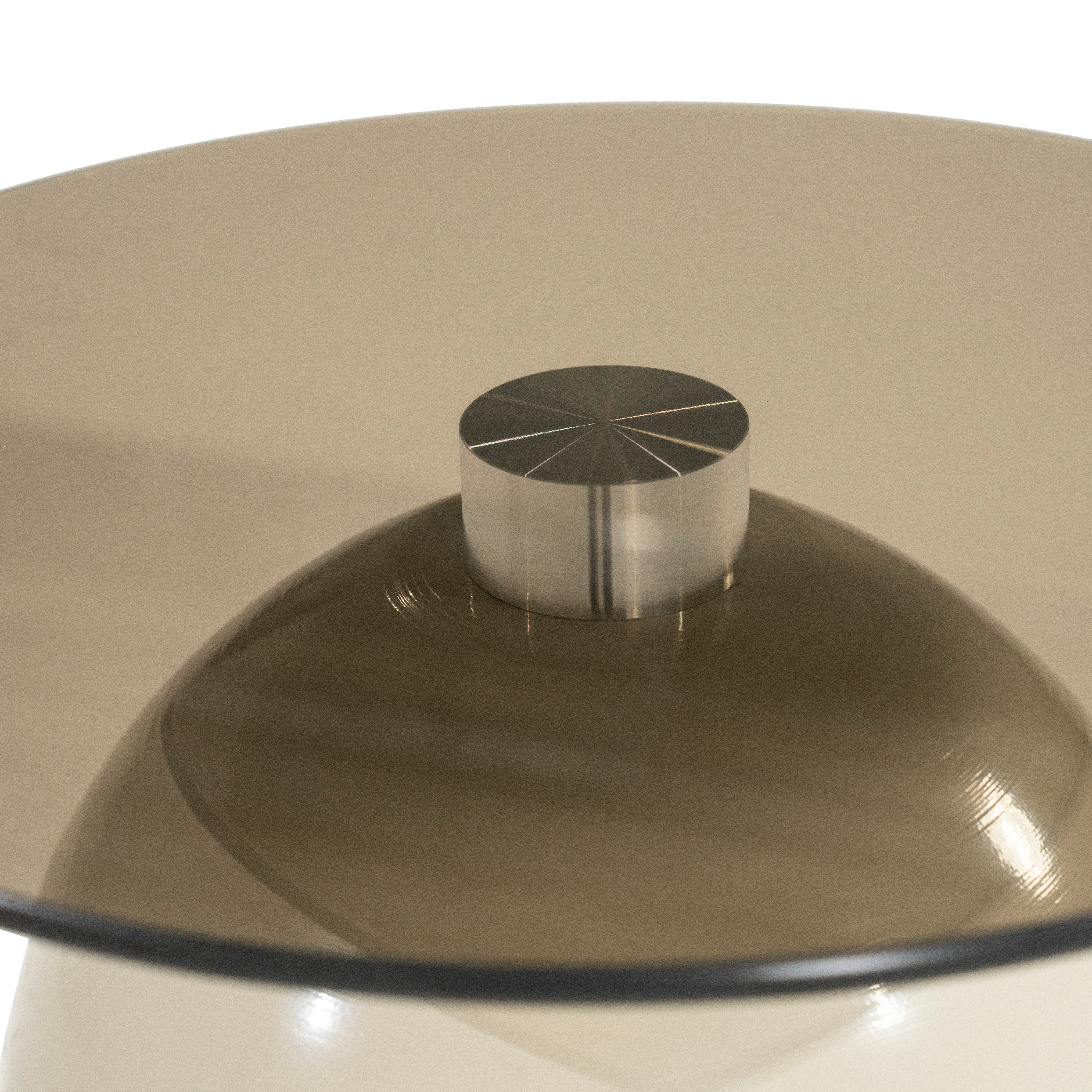 Beige IRONA Side Table with Glass Top