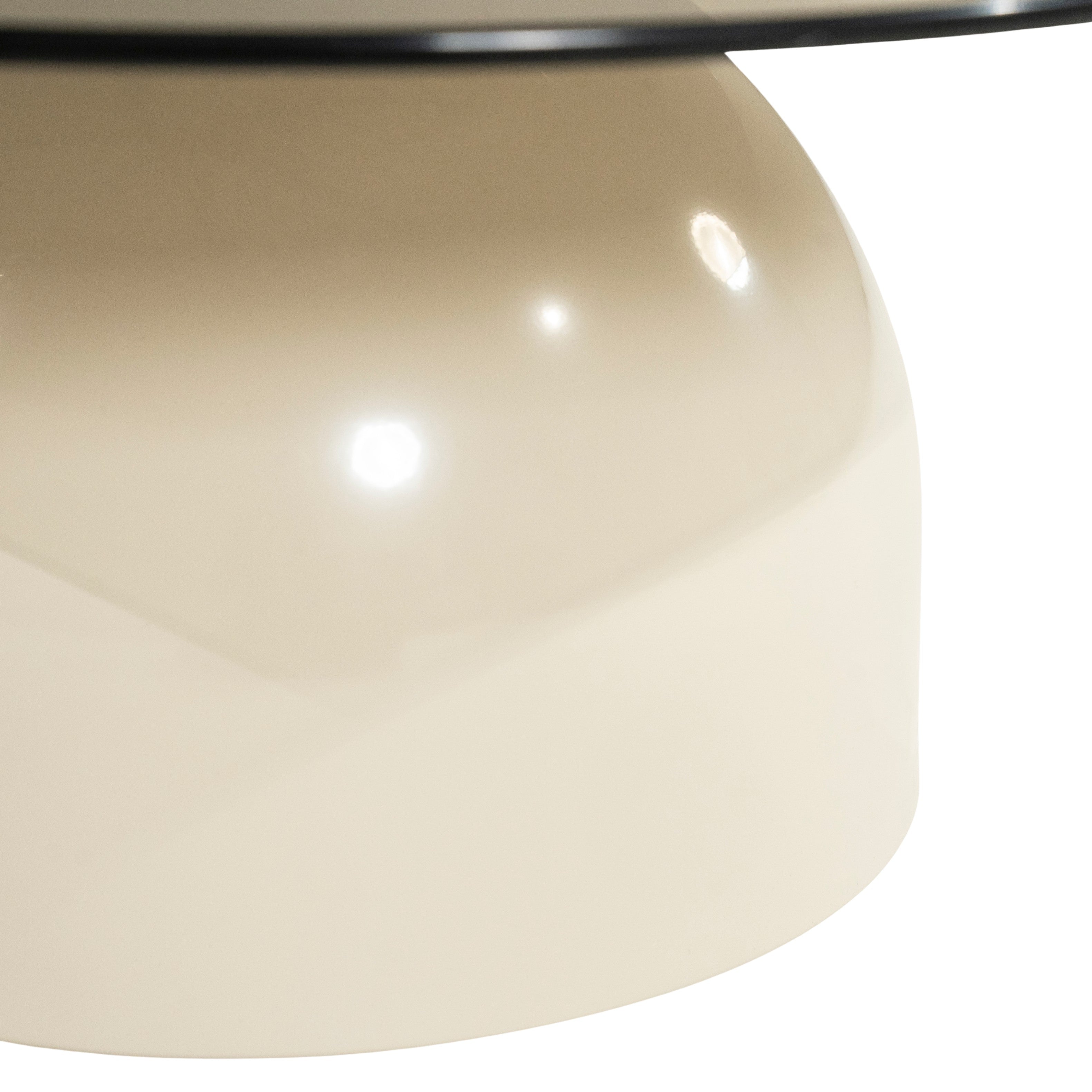 Beige IRONA Side Table with Glass Top