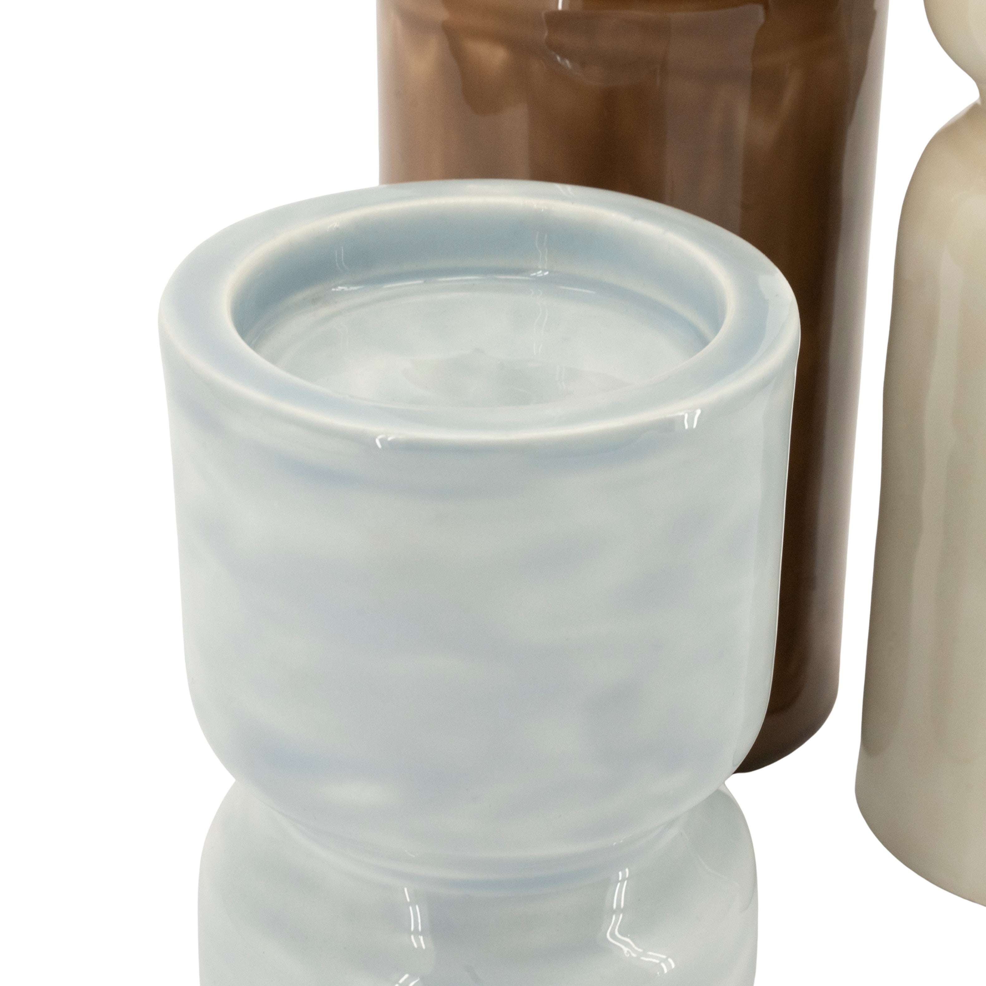 Zestaw świeczników ROANY DUO brązowy z niebieskim i beżowym