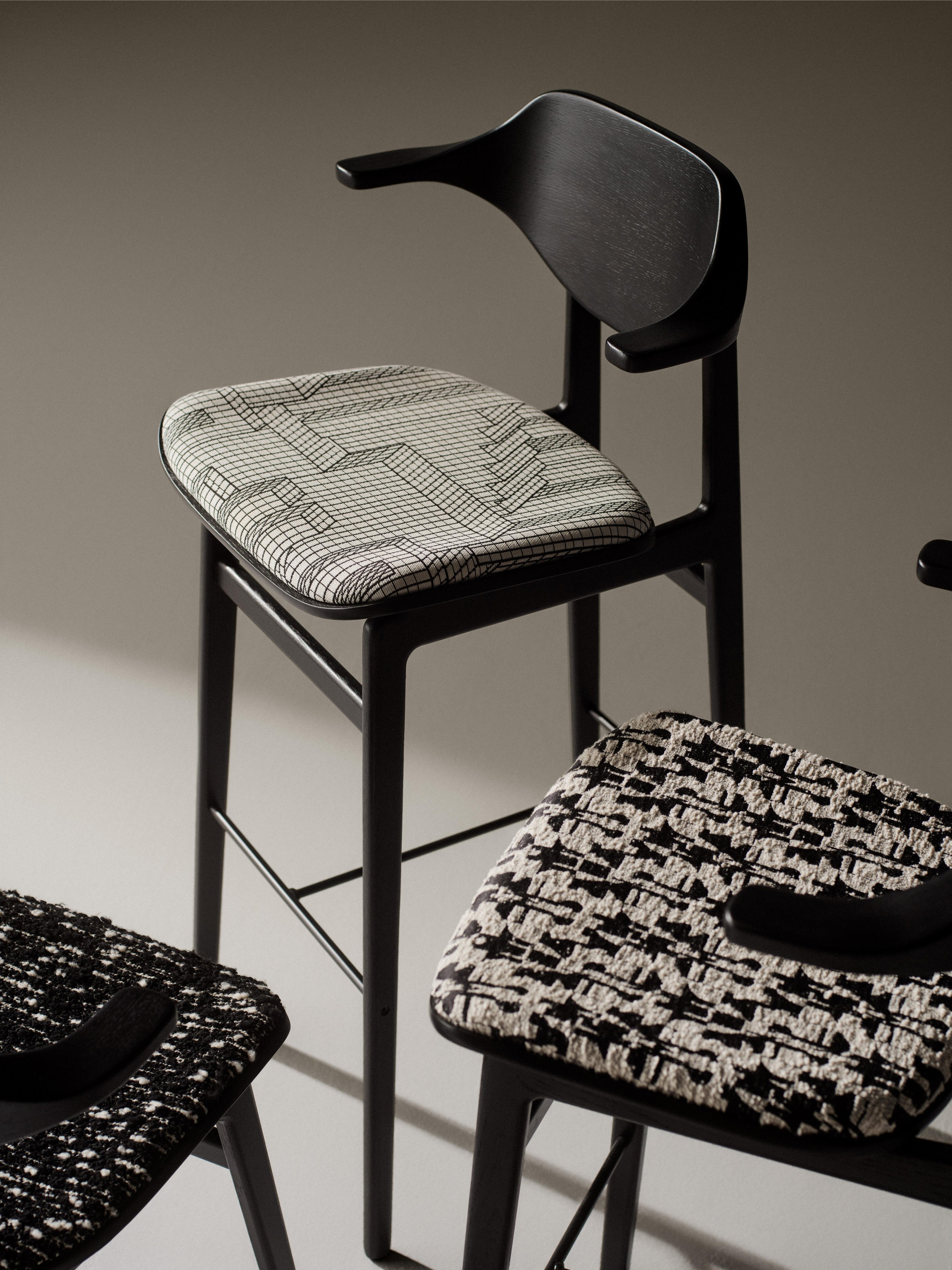 Customized BUFALA stool with a wooden base