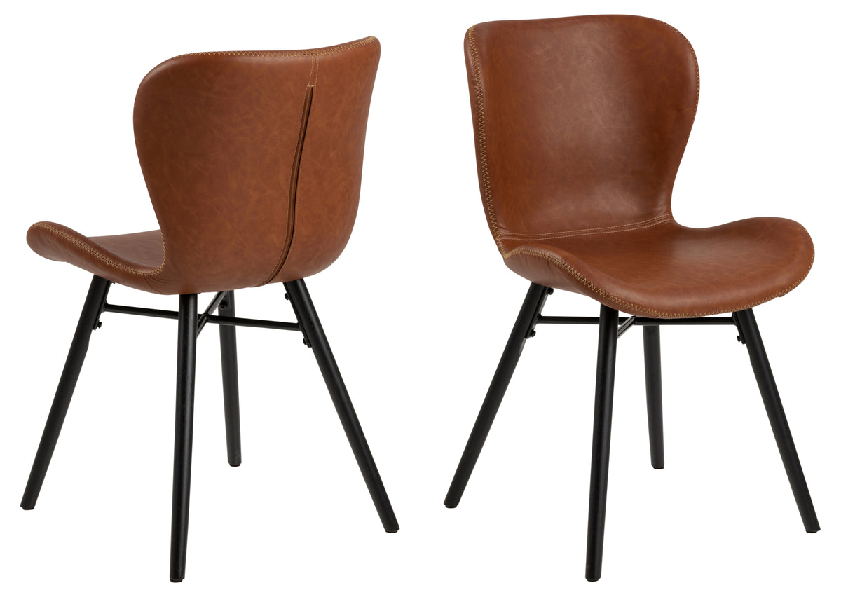 Batilda brandy leather chair with a black base