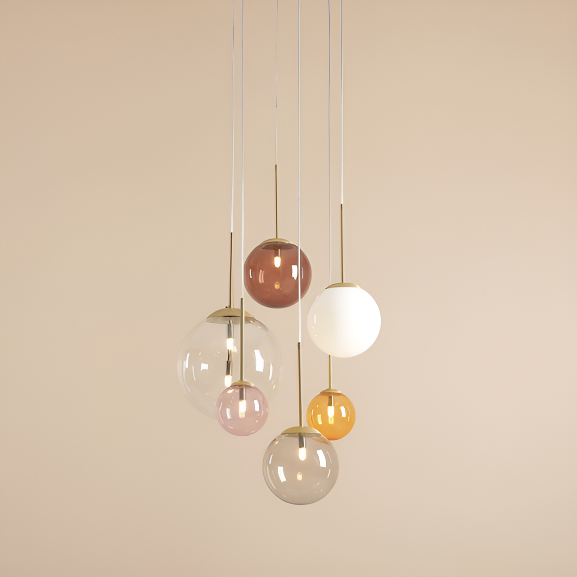 Barefoot hanging lamp colorful glass