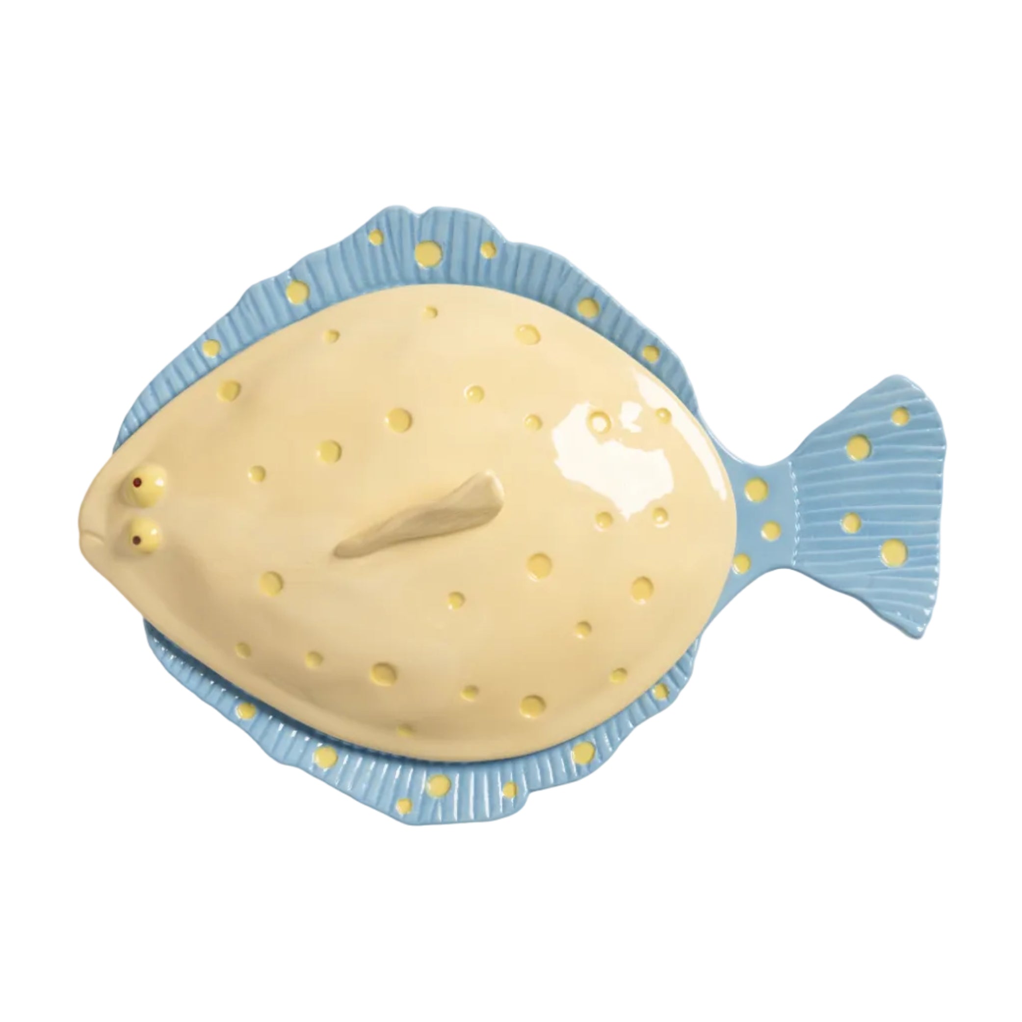 Yellow PLAICE Serving Dish with Lid in Blue