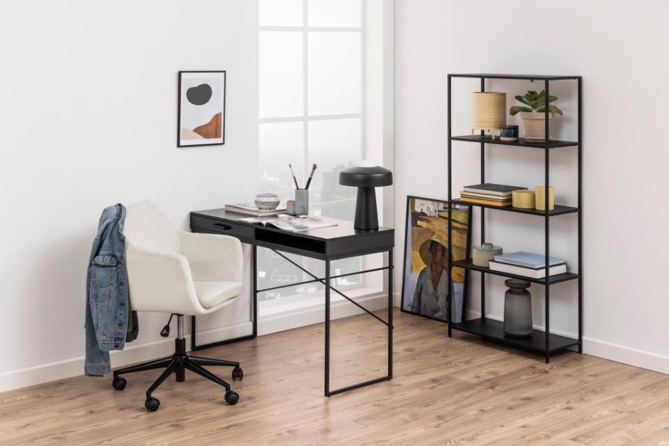 Nora beige office chair with a black base