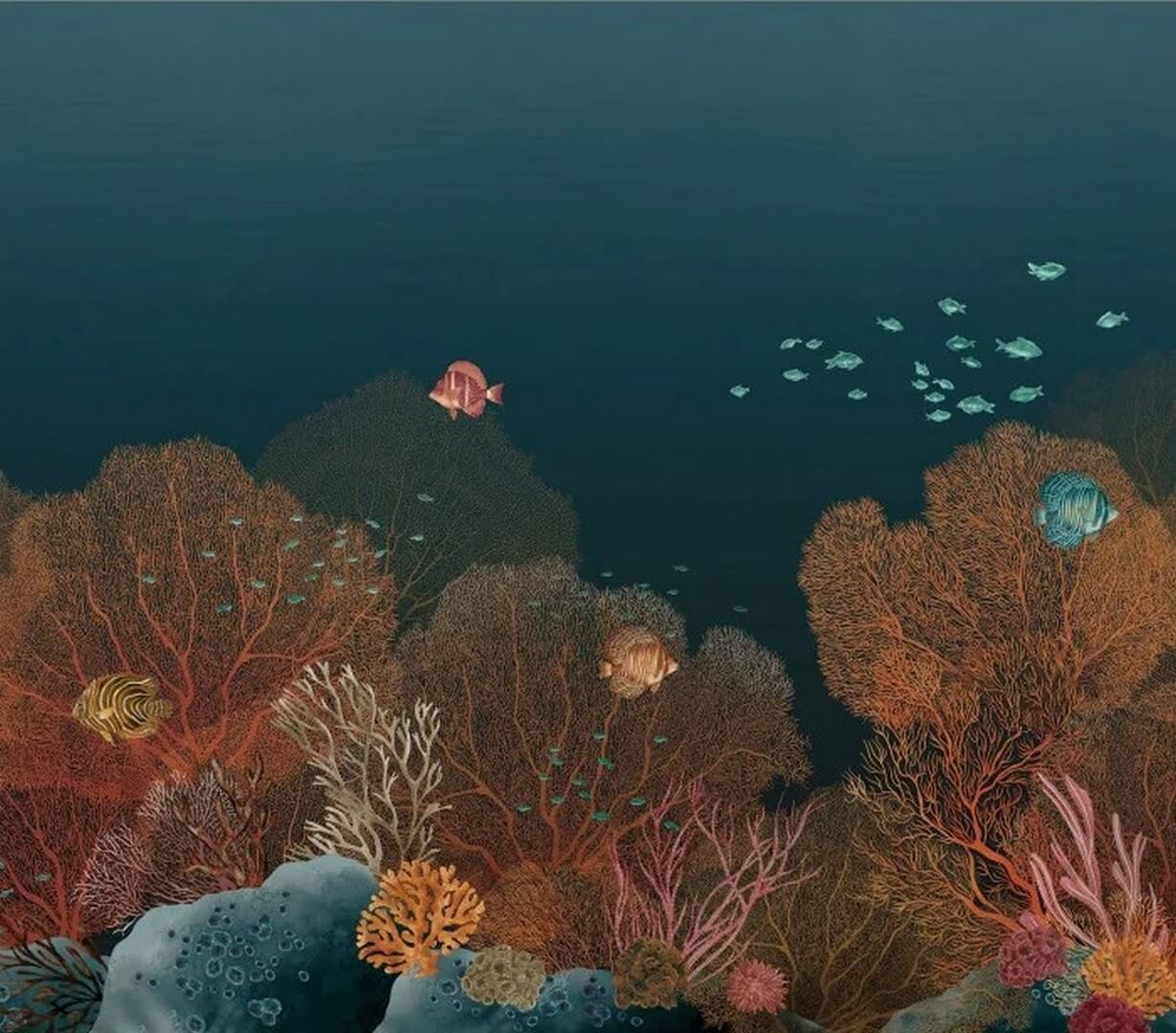 Wandbild mit maritimem Motiv POLYNESIEN - MARINE/MULTICO dunkelblau mit braun