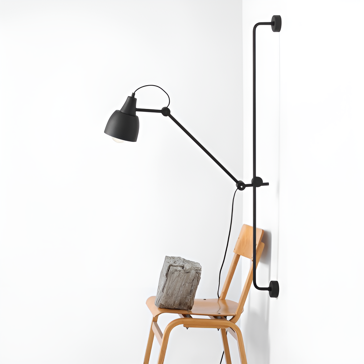 Adjustable wall lamp with arm DRON black