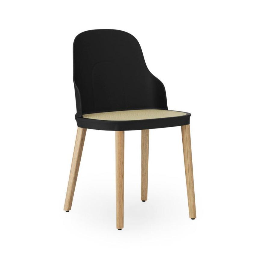 Schwarzer Allez Stuhl mit Wicker und Eichenbasis
