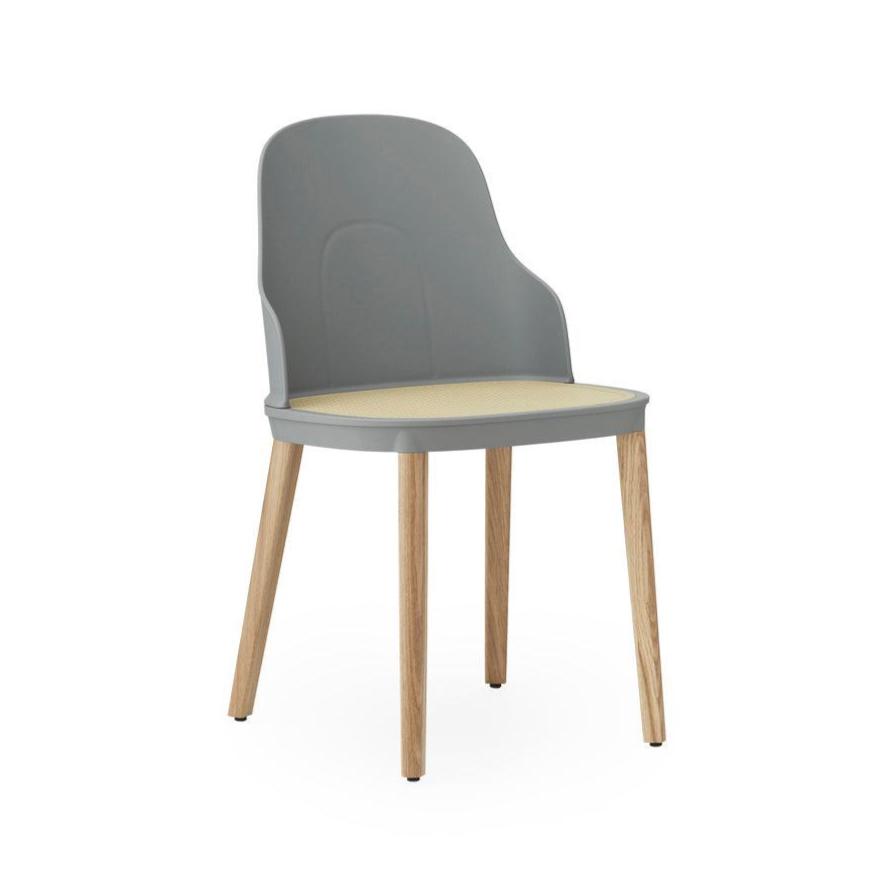 Chair Allez gray with wicker and oak base